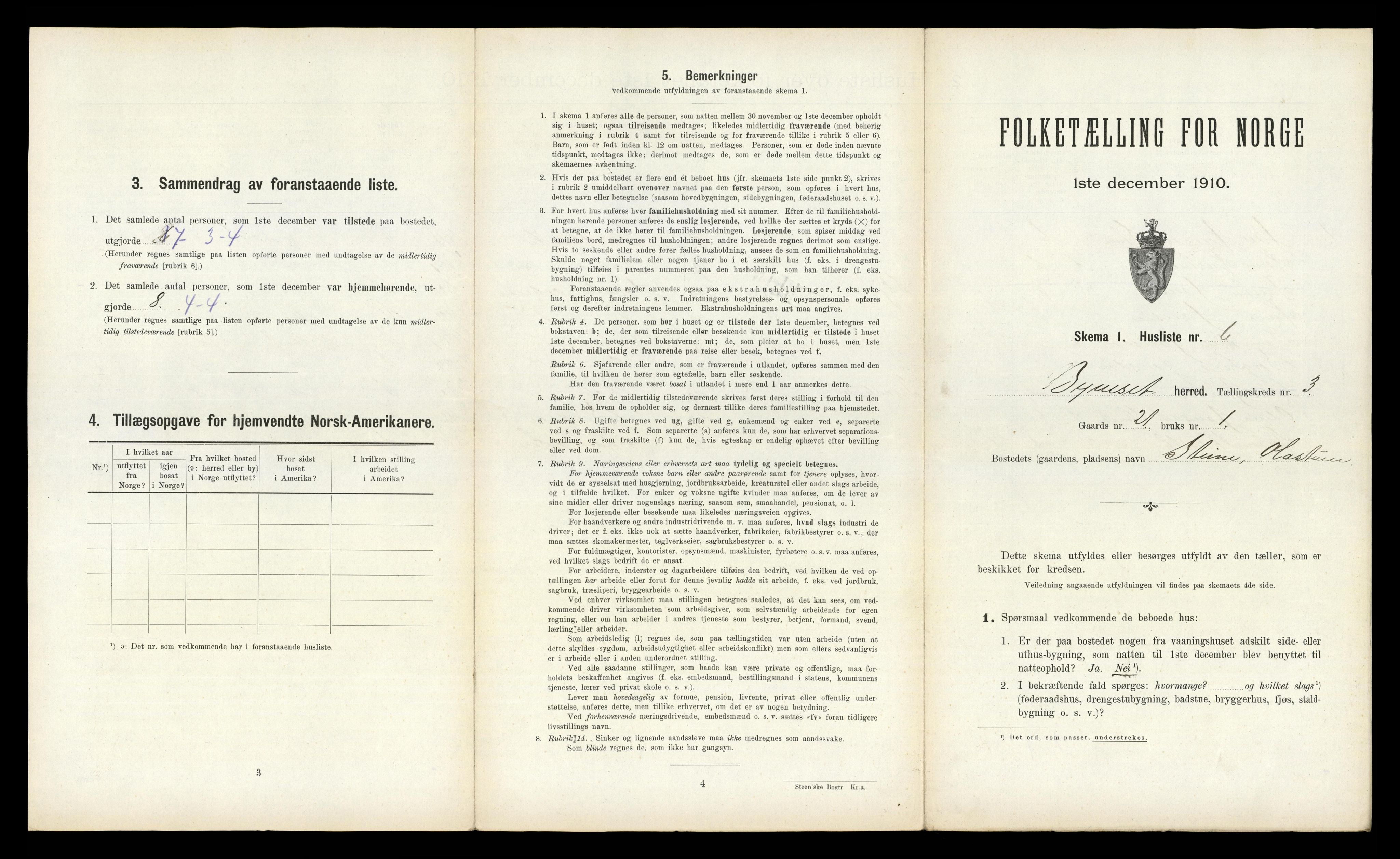 RA, 1910 census for Byneset, 1910, p. 205