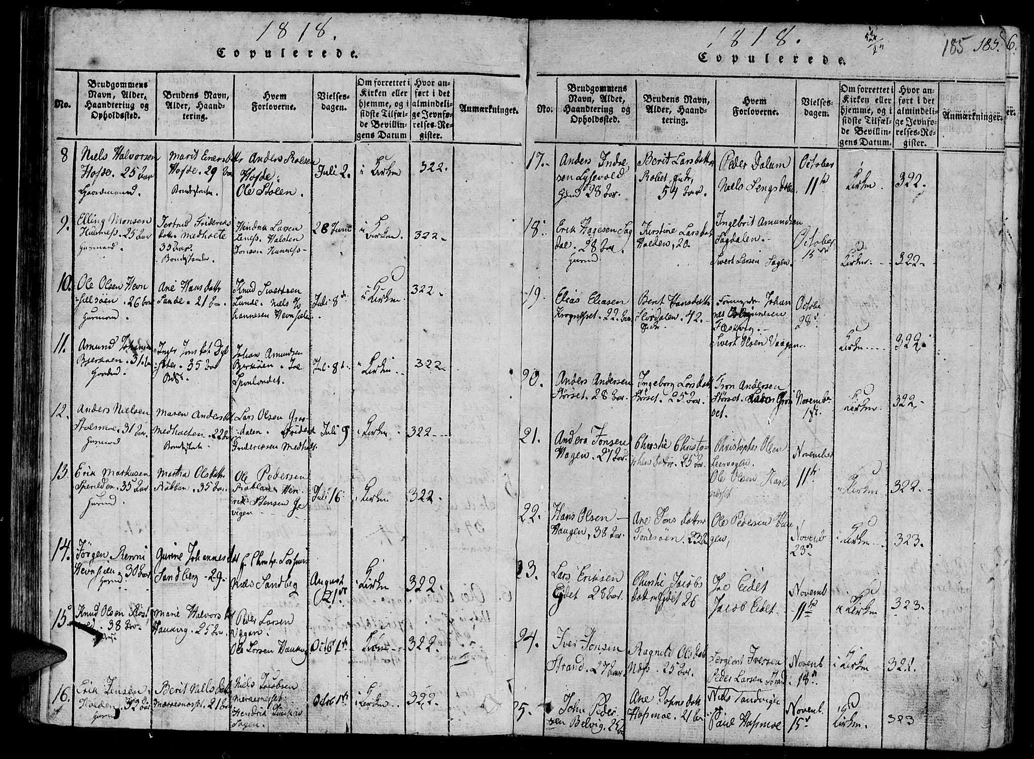 Ministerialprotokoller, klokkerbøker og fødselsregistre - Sør-Trøndelag, SAT/A-1456/630/L0491: Parish register (official) no. 630A04, 1818-1830, p. 185