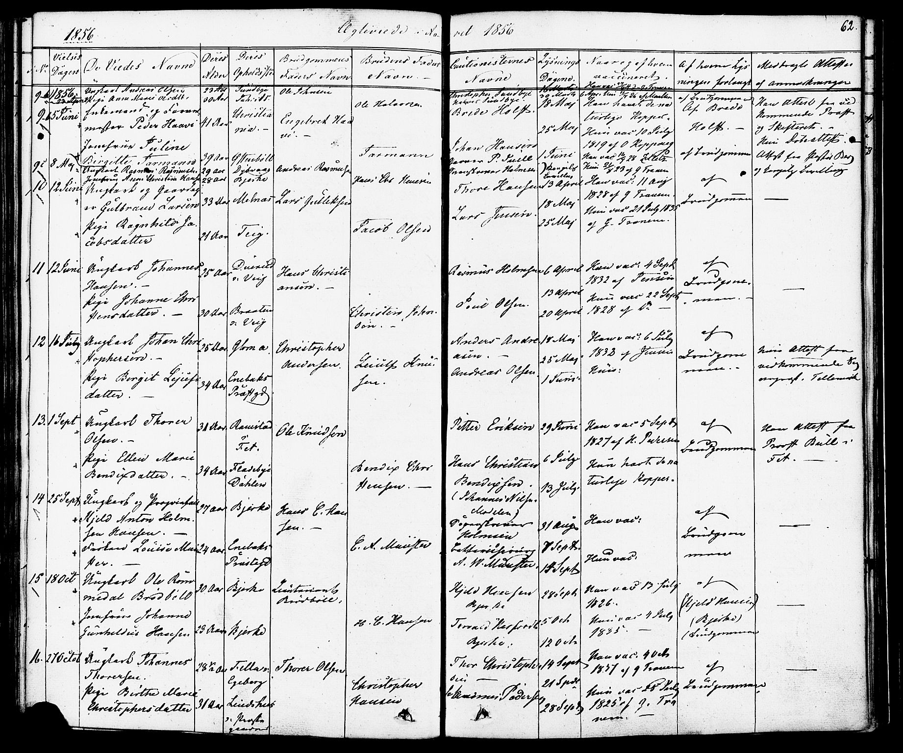 Enebakk prestekontor Kirkebøker, SAO/A-10171c/F/Fa/L0012: Parish register (official) no. I 12, 1832-1882, p. 62