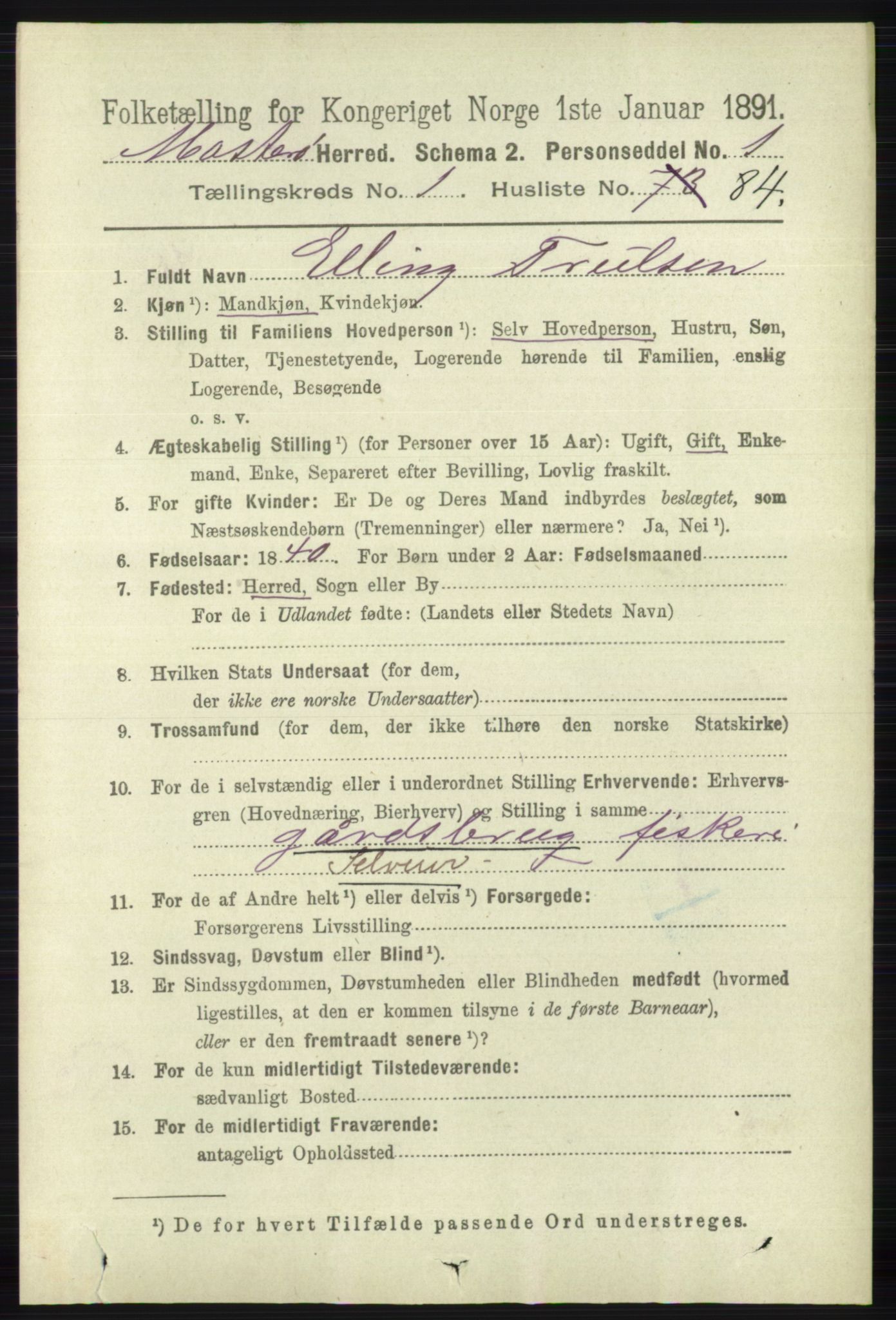 RA, 1891 census for 1143 Mosterøy, 1891, p. 563