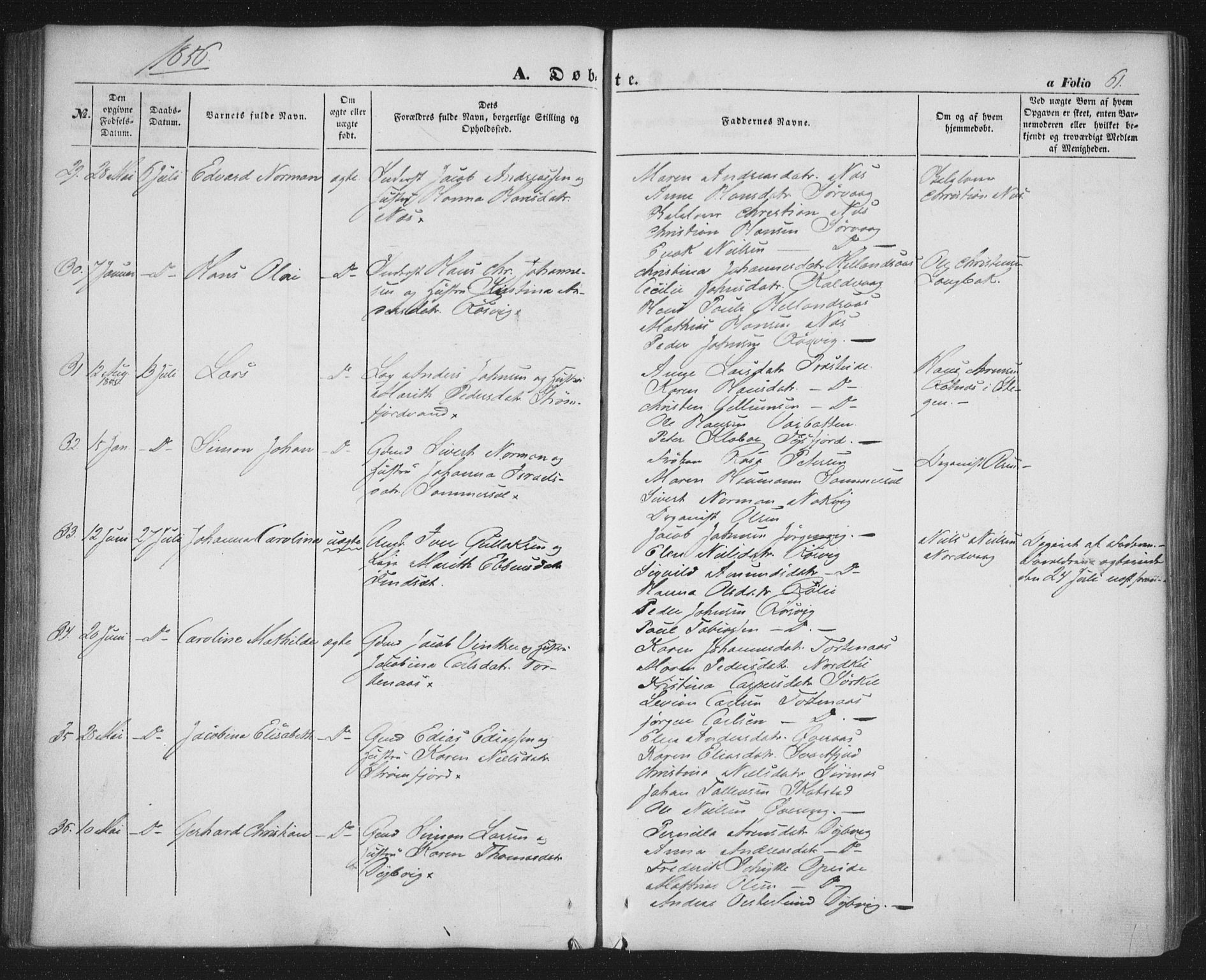 Ministerialprotokoller, klokkerbøker og fødselsregistre - Nordland, AV/SAT-A-1459/859/L0844: Parish register (official) no. 859A04, 1849-1862, p. 61