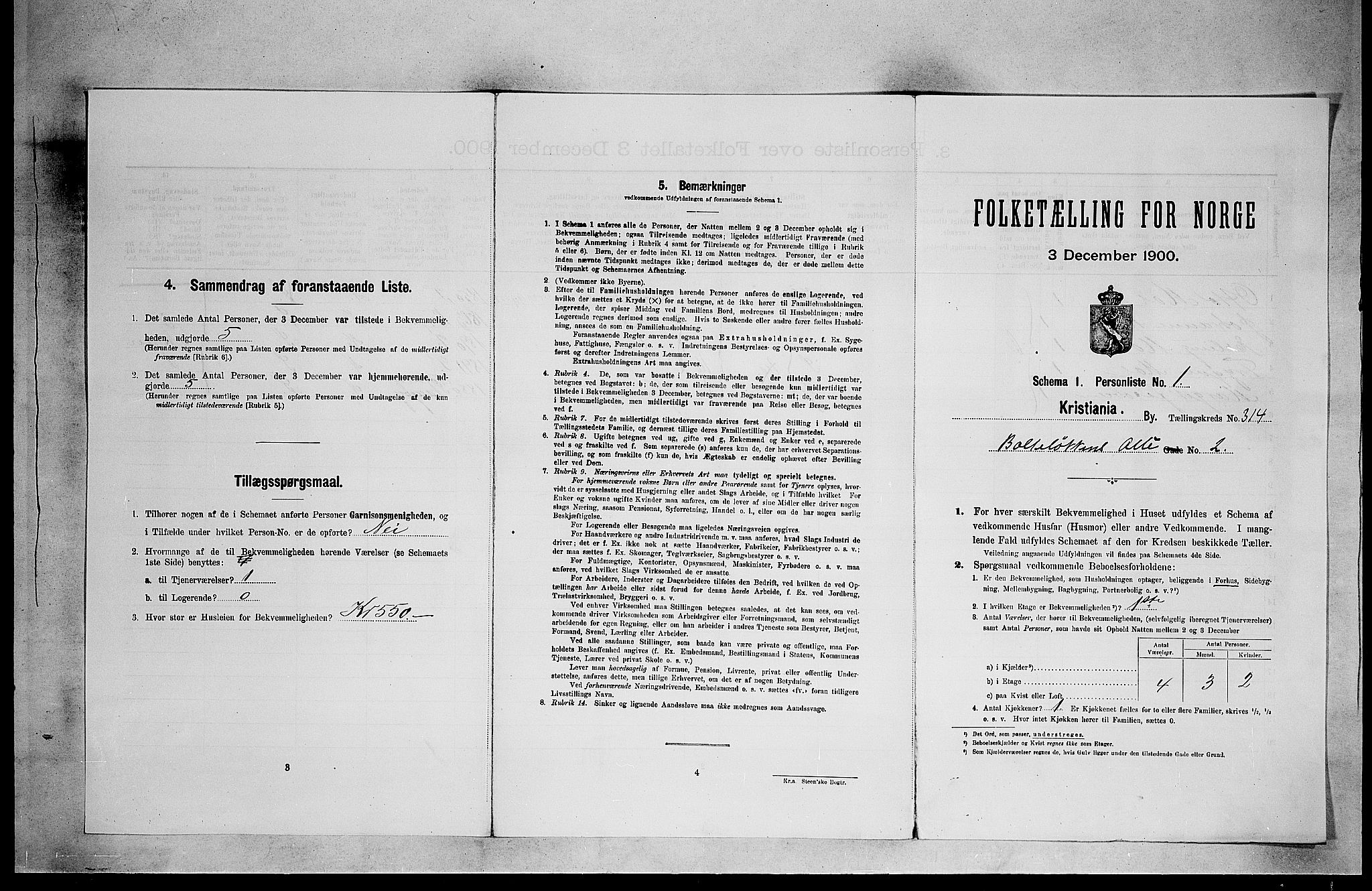 SAO, 1900 census for Kristiania, 1900, p. 7086