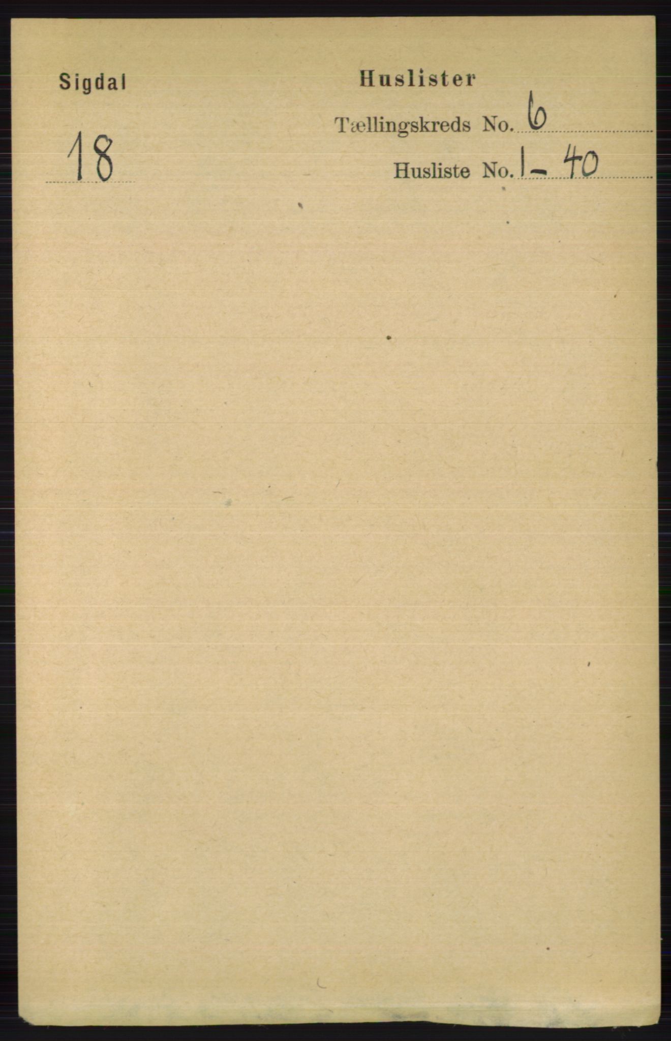 RA, 1891 census for 0621 Sigdal, 1891, p. 2380
