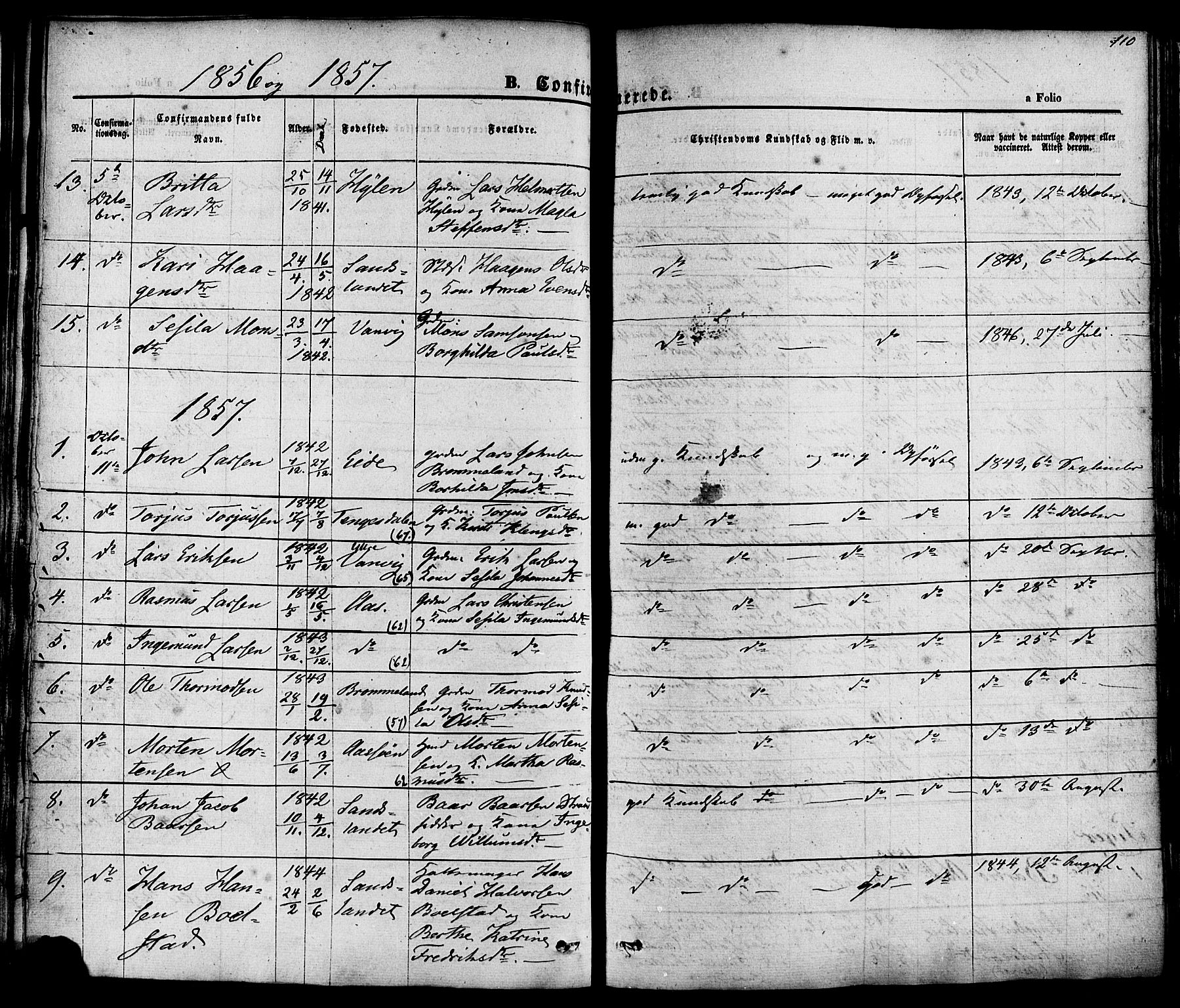 Sand sokneprestkontor, AV/SAST-A-101848/01/III/L0003: Parish register (official) no. A 3, 1854-1879, p. 110