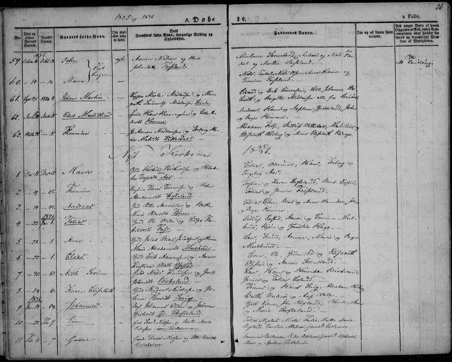 Sør-Audnedal sokneprestkontor, AV/SAK-1111-0039/F/Fa/Fab/L0006: Parish register (official) no. A 6, 1829-1855, p. 26