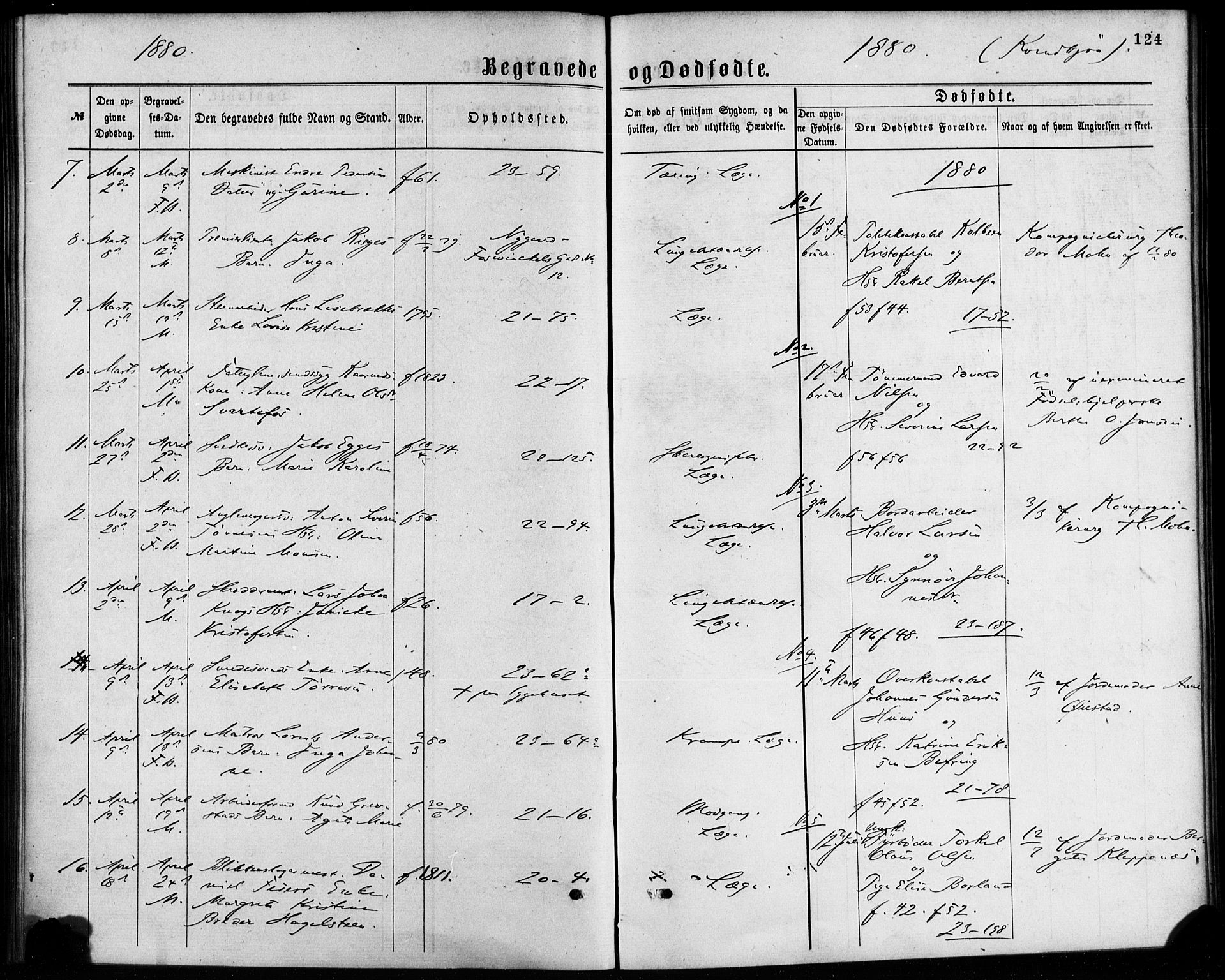 Korskirken sokneprestembete, SAB/A-76101/H/Haa/L0046: Parish register (official) no. E 4, 1875-1883, p. 124