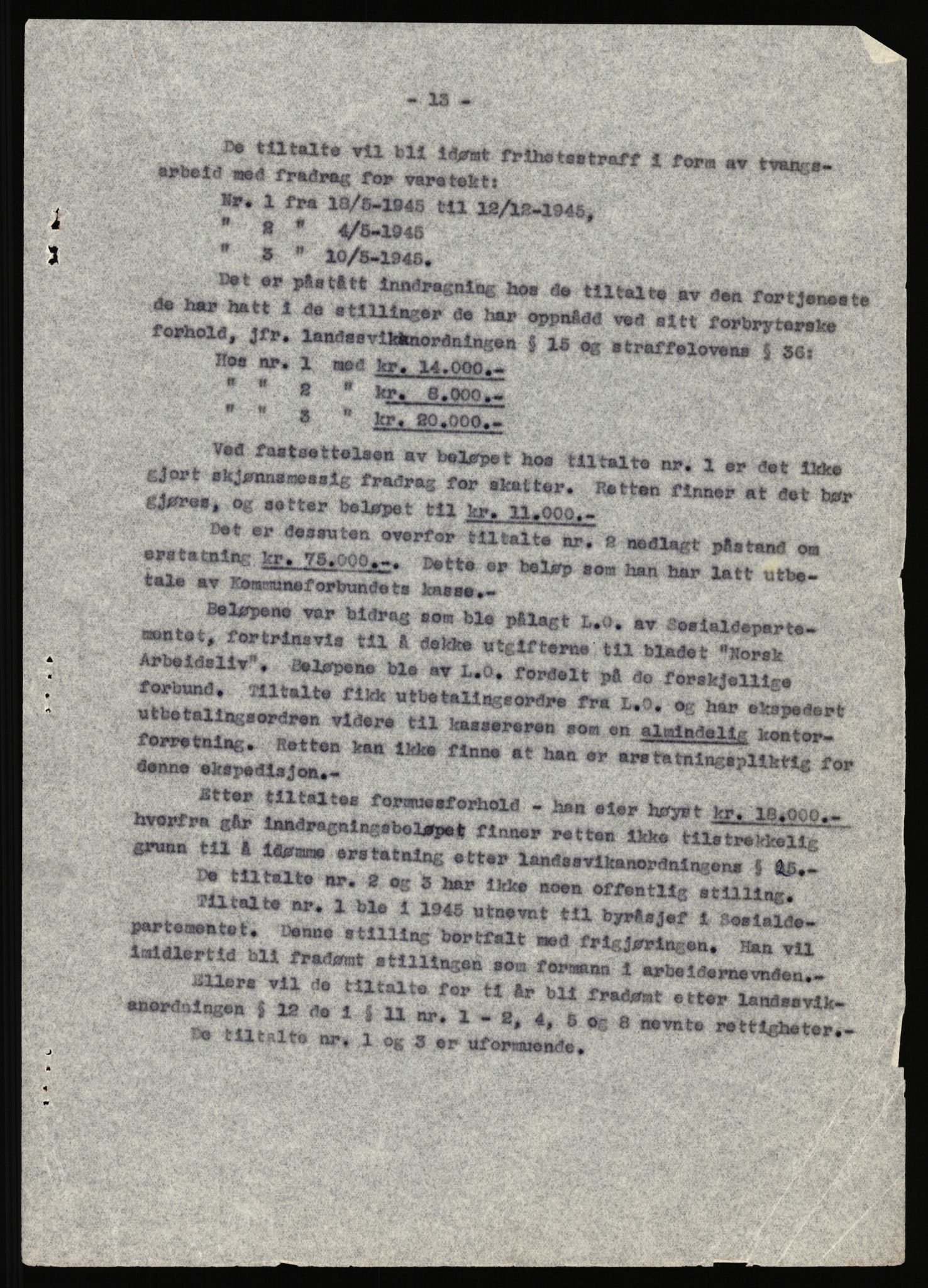 Landssvikarkivet, Oslo politikammer, RA/S-3138-01/D/Da/L1026/0002: Dommer, dnr. 4168 - 4170 / Dnr. 4169, 1945-1948, p. 29