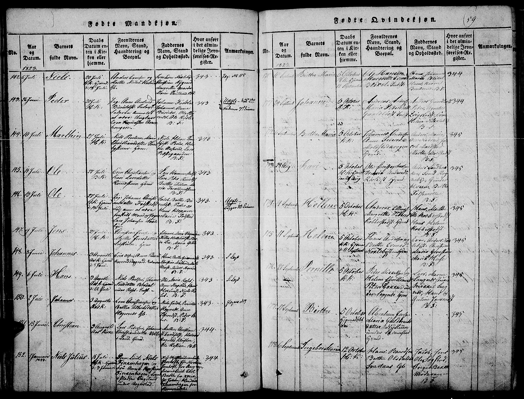 Toten prestekontor, AV/SAH-PREST-102/H/Ha/Haa/L0010: Parish register (official) no. 10, 1820-1828, p. 59