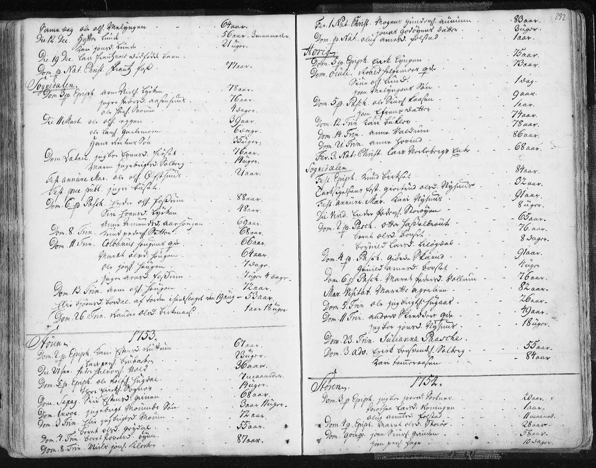 Ministerialprotokoller, klokkerbøker og fødselsregistre - Sør-Trøndelag, SAT/A-1456/687/L0991: Parish register (official) no. 687A02, 1747-1790, p. 232