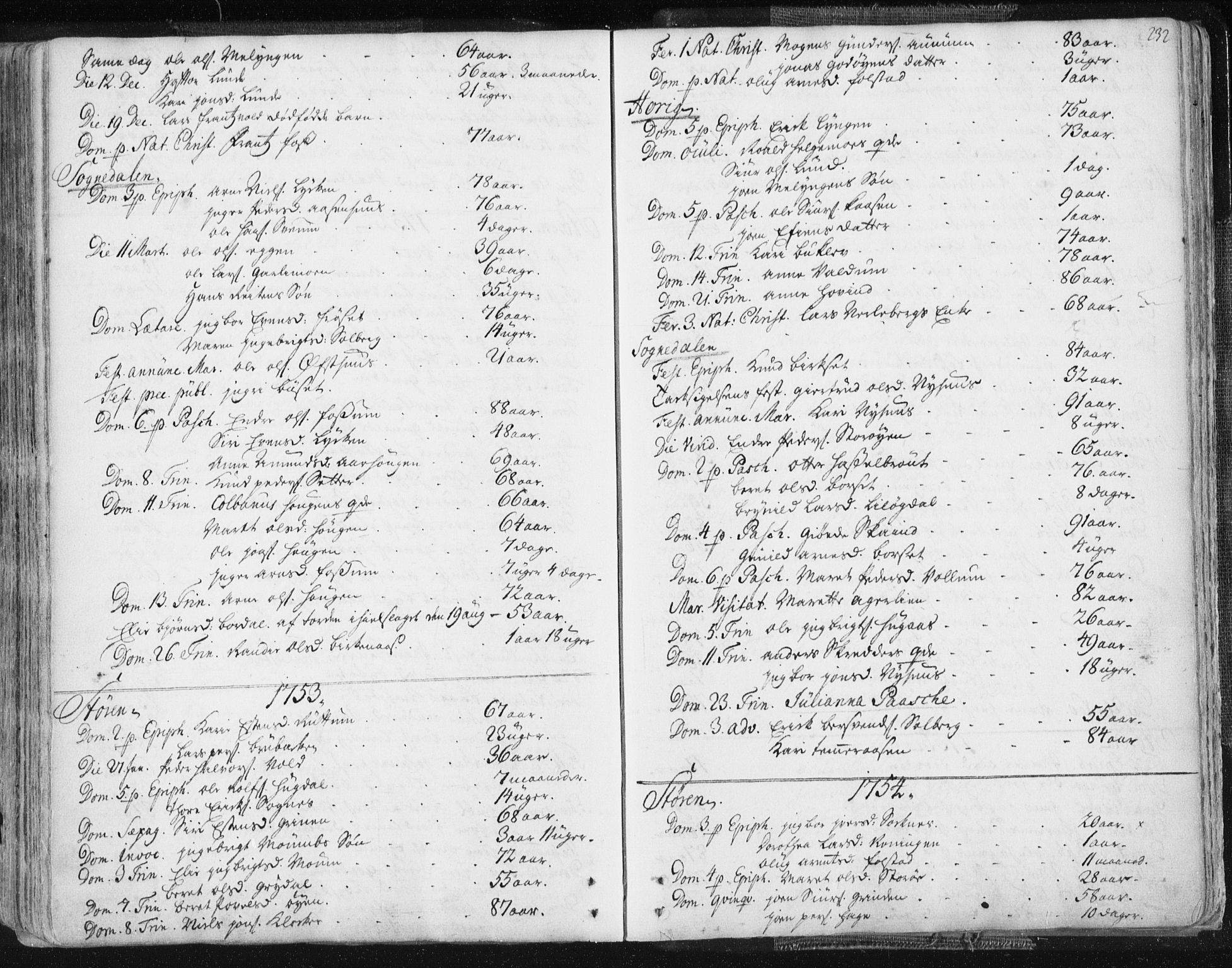Ministerialprotokoller, klokkerbøker og fødselsregistre - Sør-Trøndelag, AV/SAT-A-1456/687/L0991: Parish register (official) no. 687A02, 1747-1790, p. 232