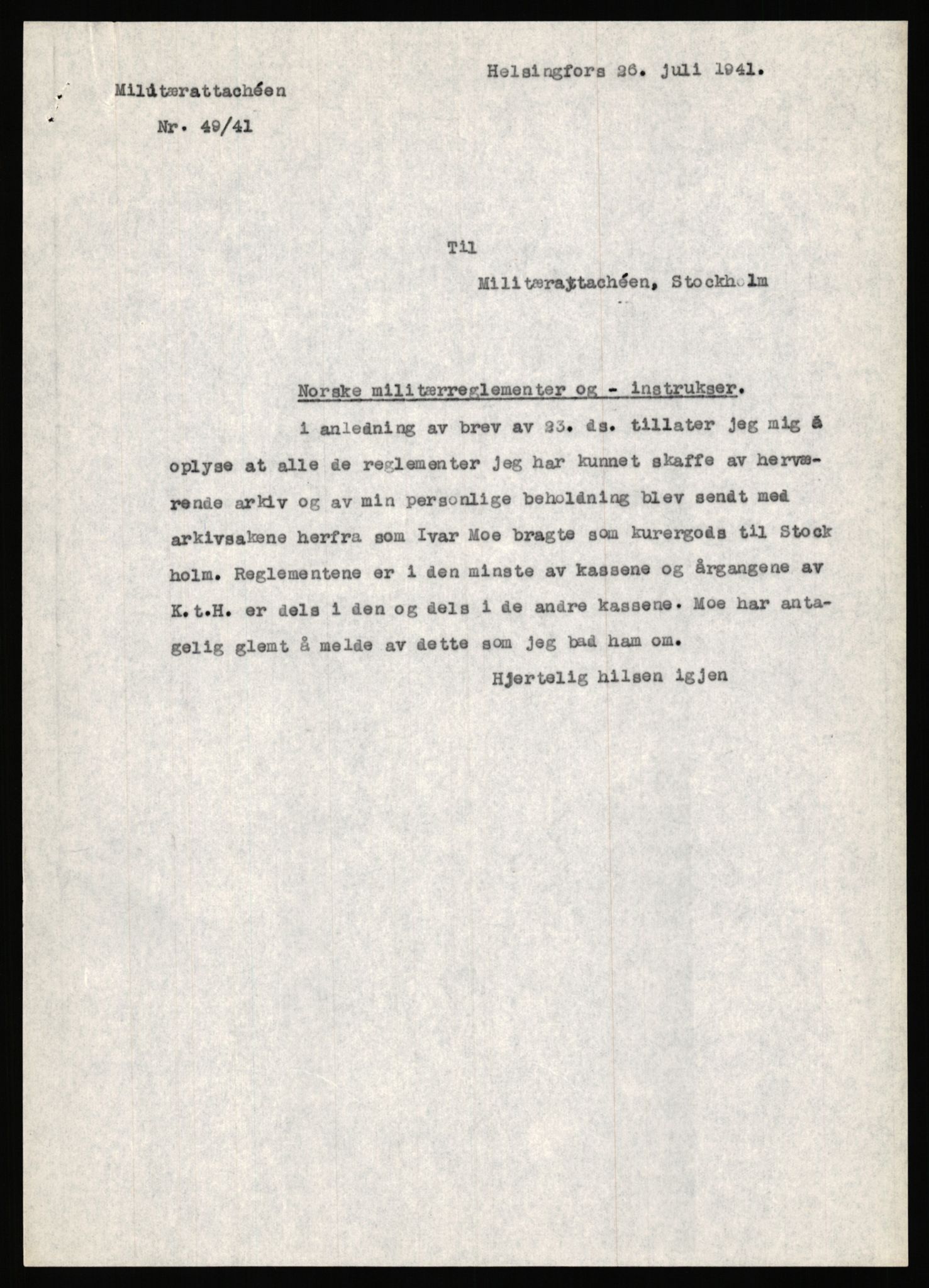 Forsvaret, Forsvarets krigshistoriske avdeling, AV/RA-RAFA-2017/Y/Ya/L0006: II-C-11-11,2 - Utenriksdepartementet.  Legasjonen i Helsingfors., 1940-1946, p. 3