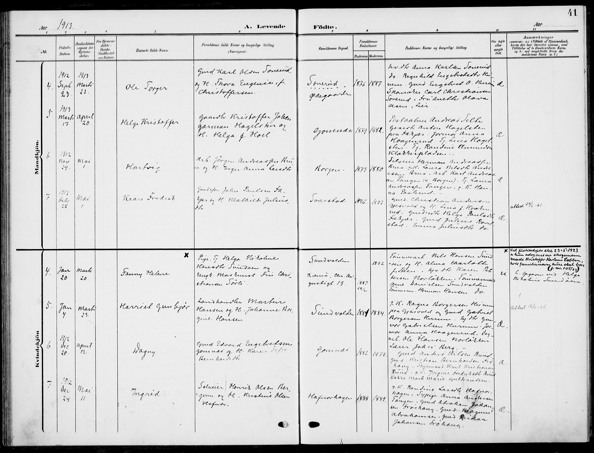 Hole kirkebøker, SAKO/A-228/F/Fa/L0010: Parish register (official) no. I 10, 1907-1917, p. 41