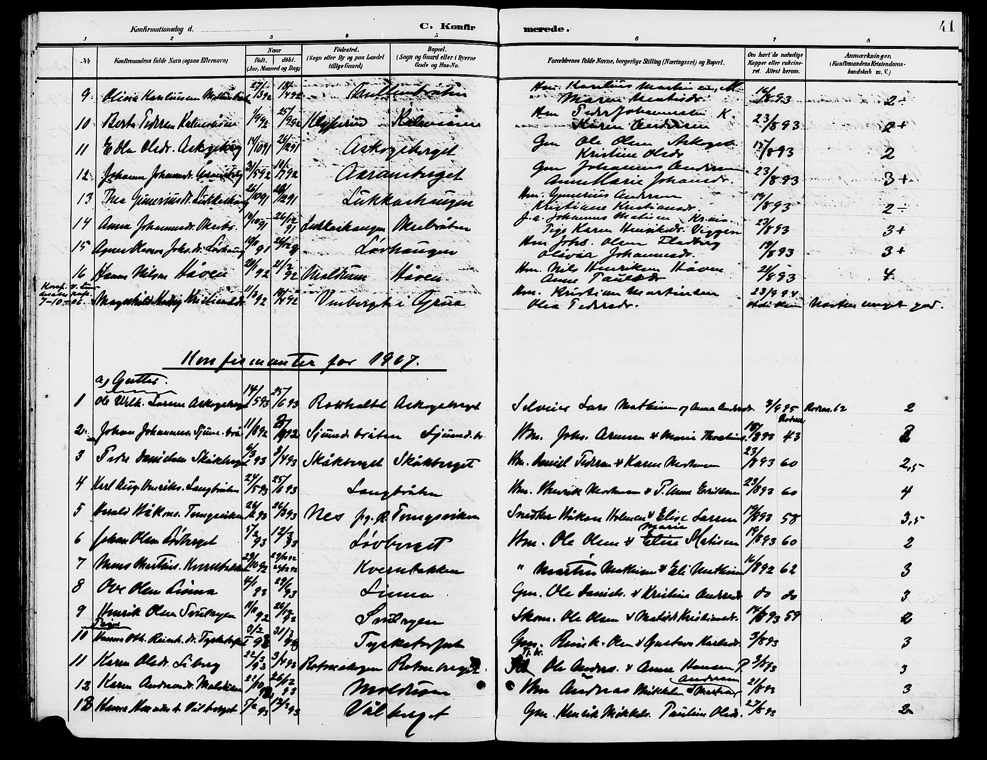 Grue prestekontor, AV/SAH-PREST-036/H/Ha/Hab/L0006: Parish register (copy) no. 6, 1902-1910, p. 41