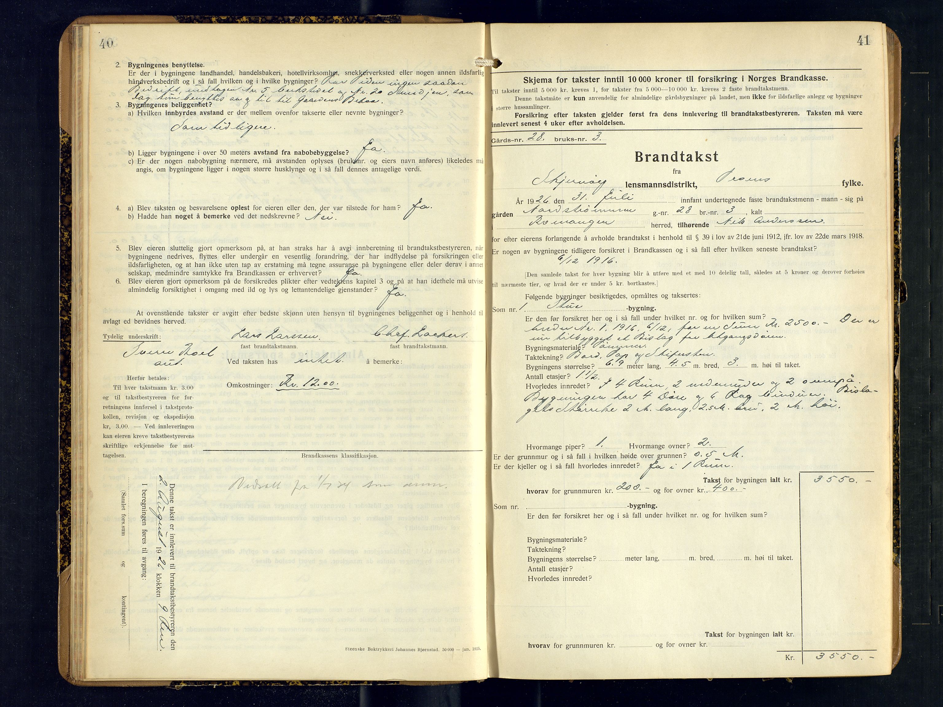 Skjervøy lensmannskontor, AV/SATØ-SATØ-63/F/Fu/Fub/L0260: Branntakstprotokoll (S), 1926-1927, p. 40-41