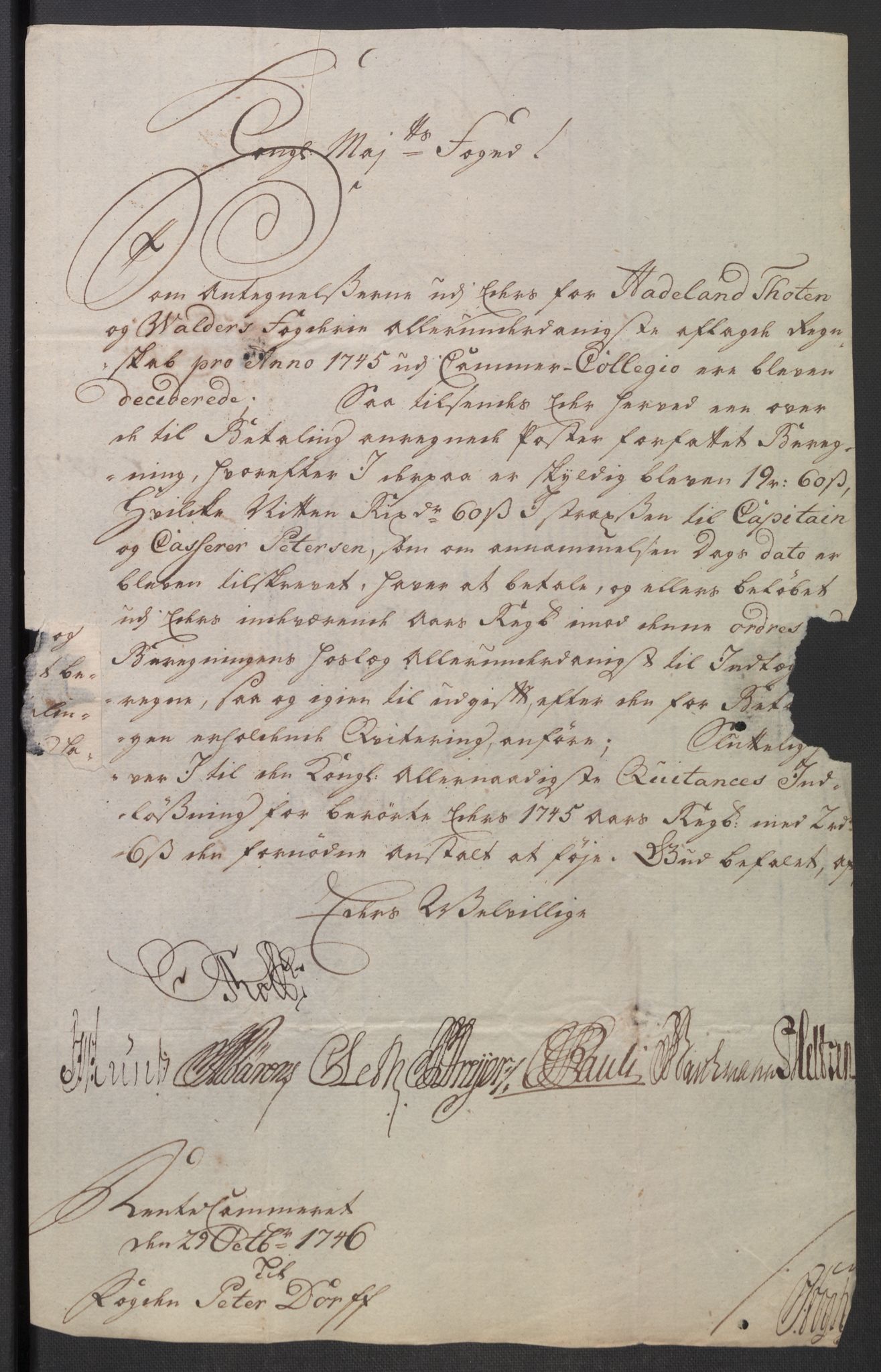 Rentekammeret inntil 1814, Reviderte regnskaper, Fogderegnskap, AV/RA-EA-4092/R18/L1345: Fogderegnskap Hadeland, Toten og Valdres, 1745-1746, p. 527