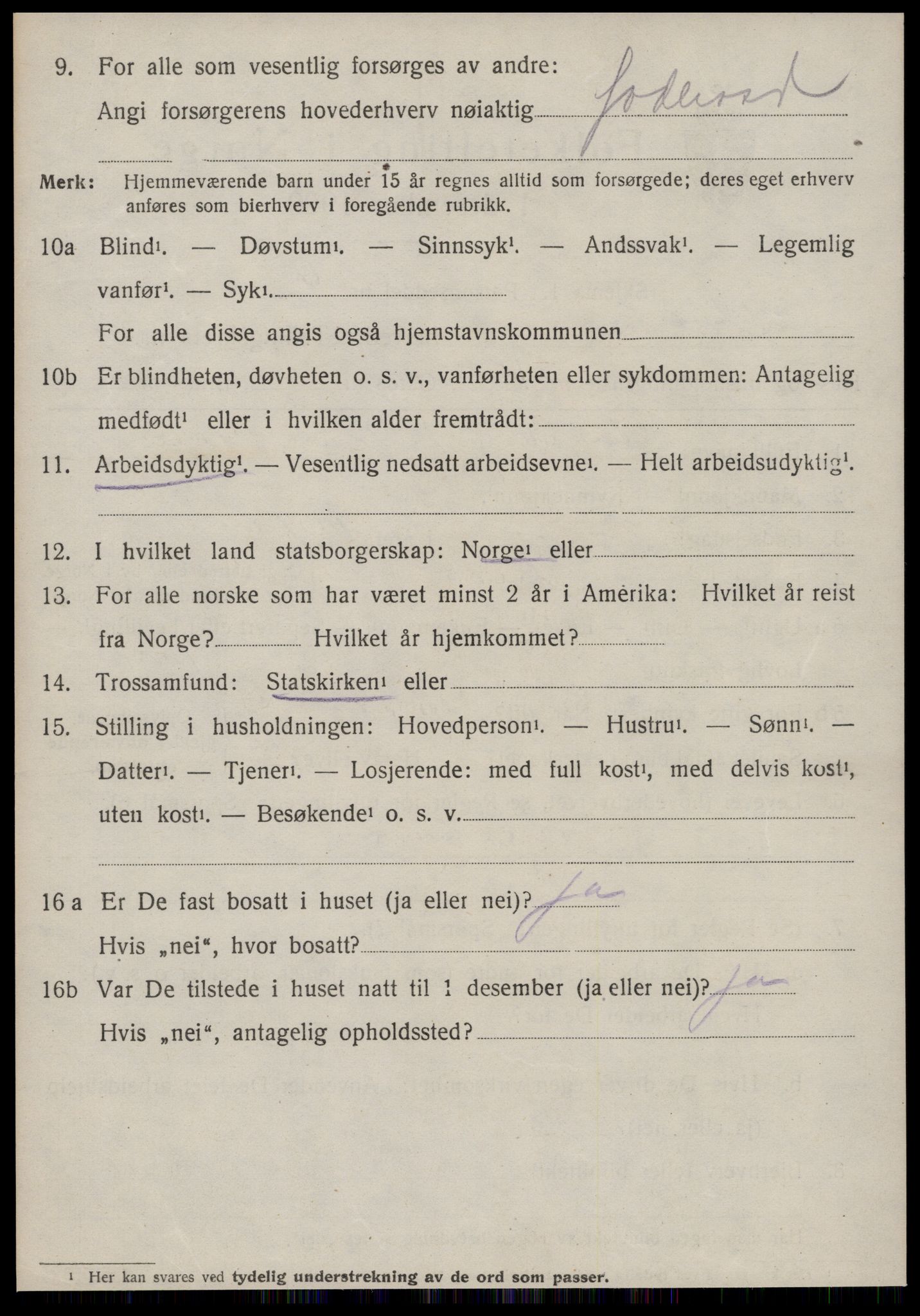 SAT, 1920 census for Volda, 1920, p. 12387