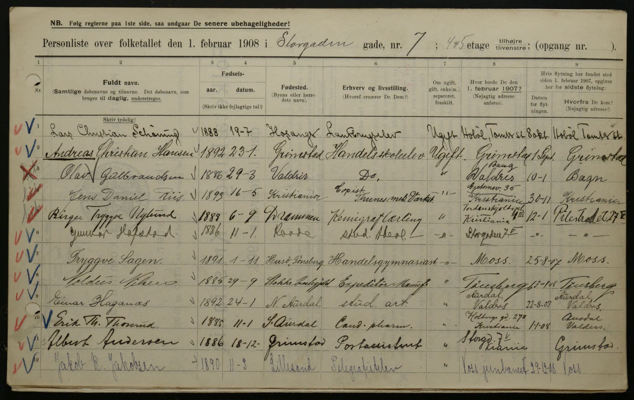 OBA, Municipal Census 1908 for Kristiania, 1908, p. 92501