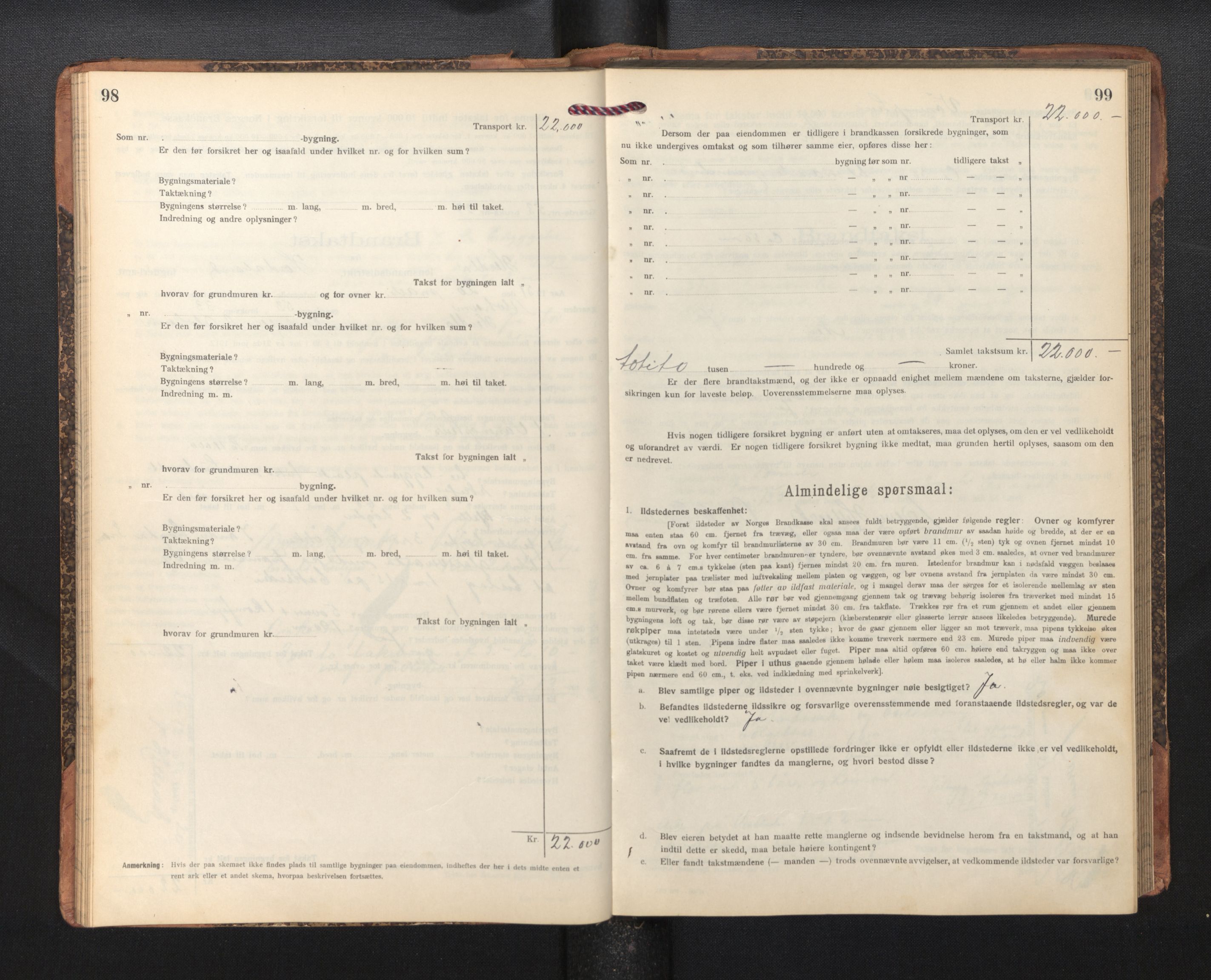 Lensmannen i Herdla, SAB/A-32901/0012/L0004:  Branntakstprotokoll skjematakst, 1916-1954, p. 98-99