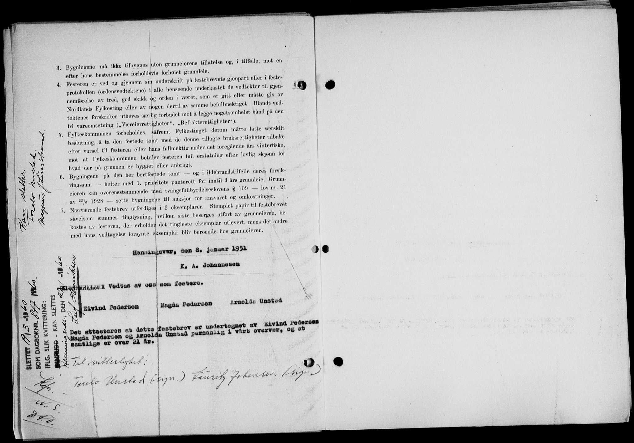 Lofoten sorenskriveri, SAT/A-0017/1/2/2C/L0025a: Mortgage book no. 25a, 1950-1951, Diary no: : 206/1951
