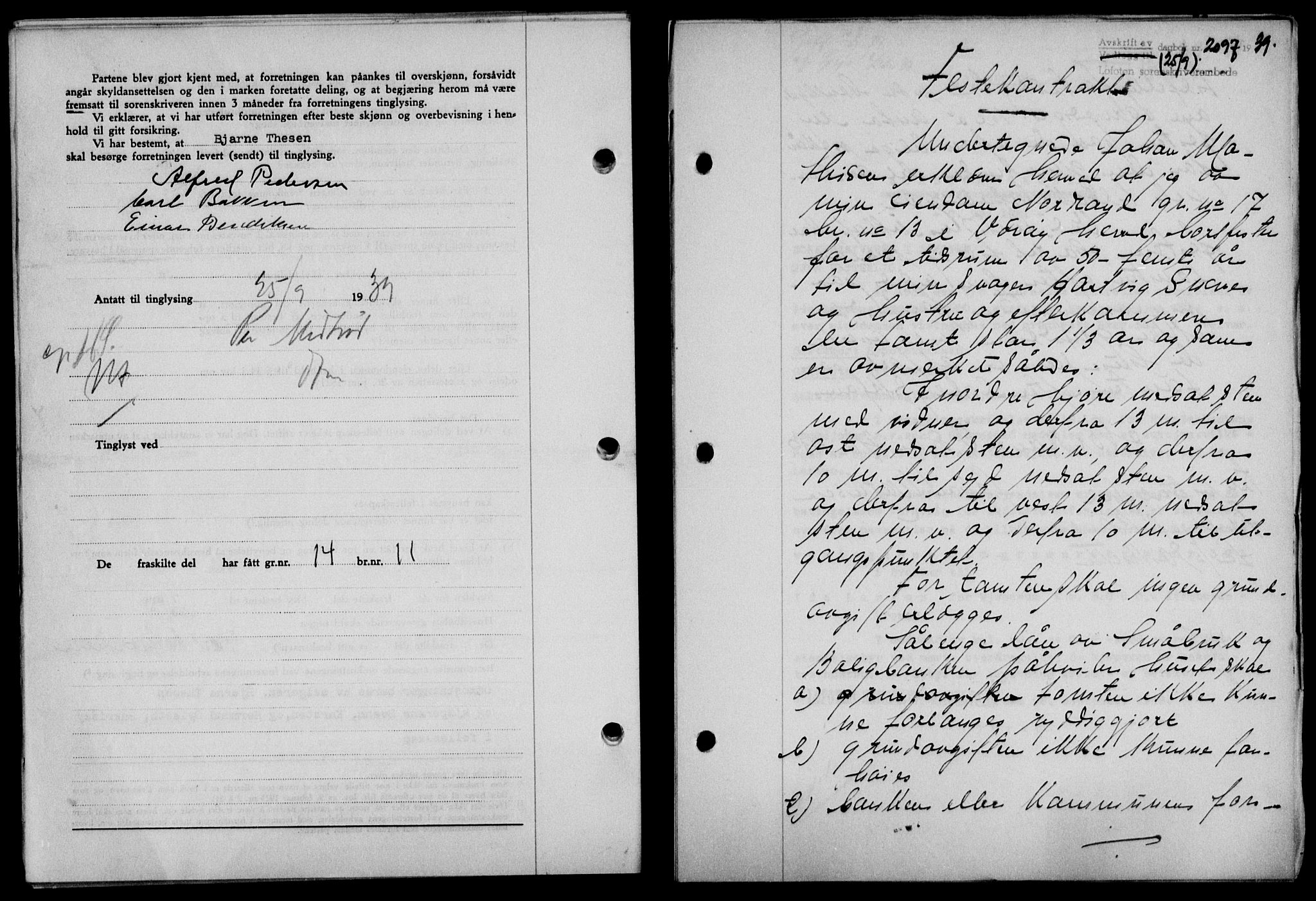 Lofoten sorenskriveri, SAT/A-0017/1/2/2C/L0006a: Mortgage book no. 6a, 1939-1939, Diary no: : 2097/1939