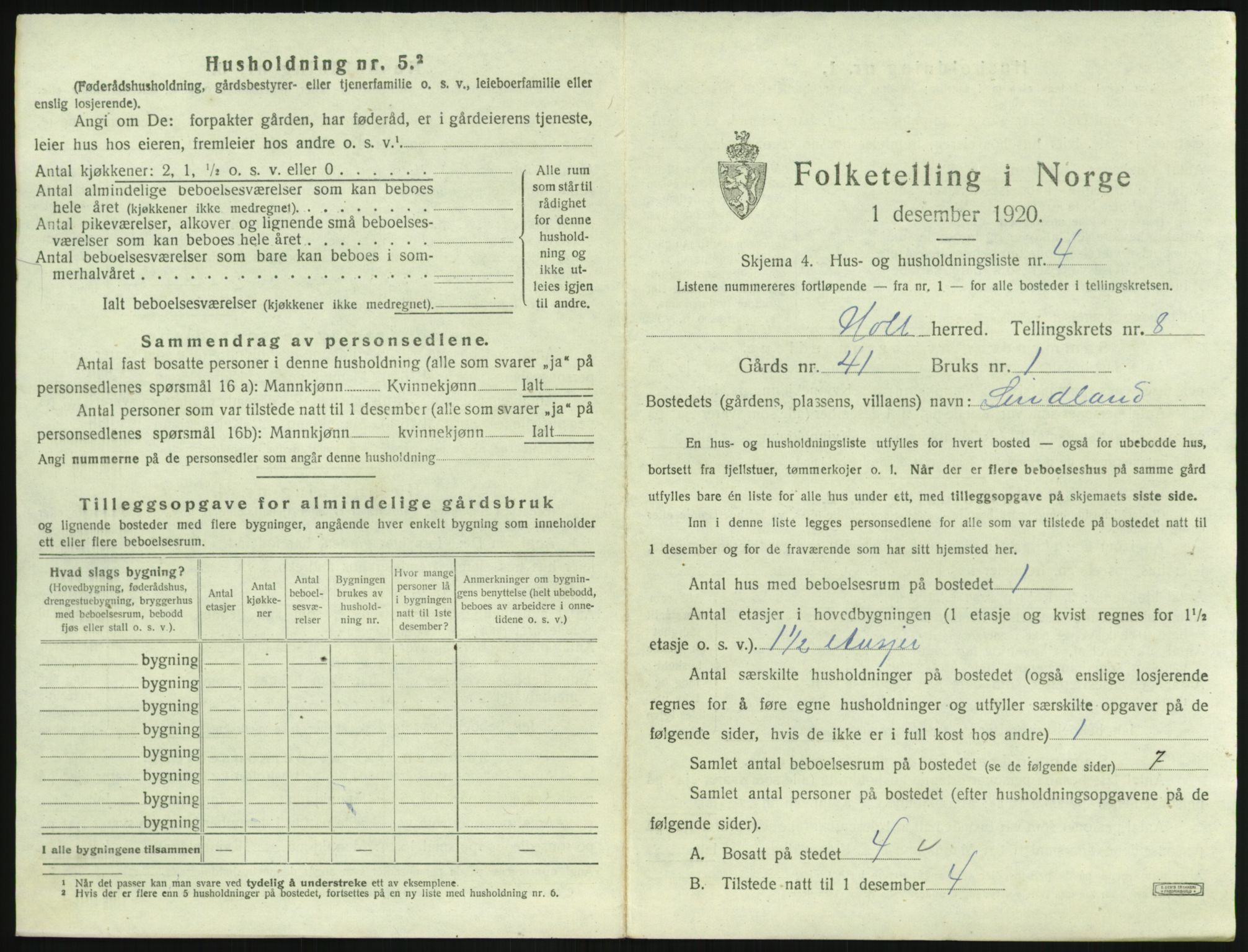 SAK, 1920 census for Holt, 1920, p. 732