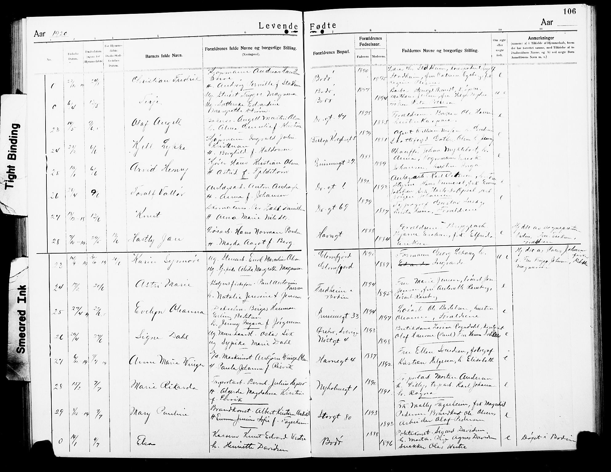 Ministerialprotokoller, klokkerbøker og fødselsregistre - Nordland, SAT/A-1459/801/L0034: Parish register (copy) no. 801C09, 1910-1922, p. 106