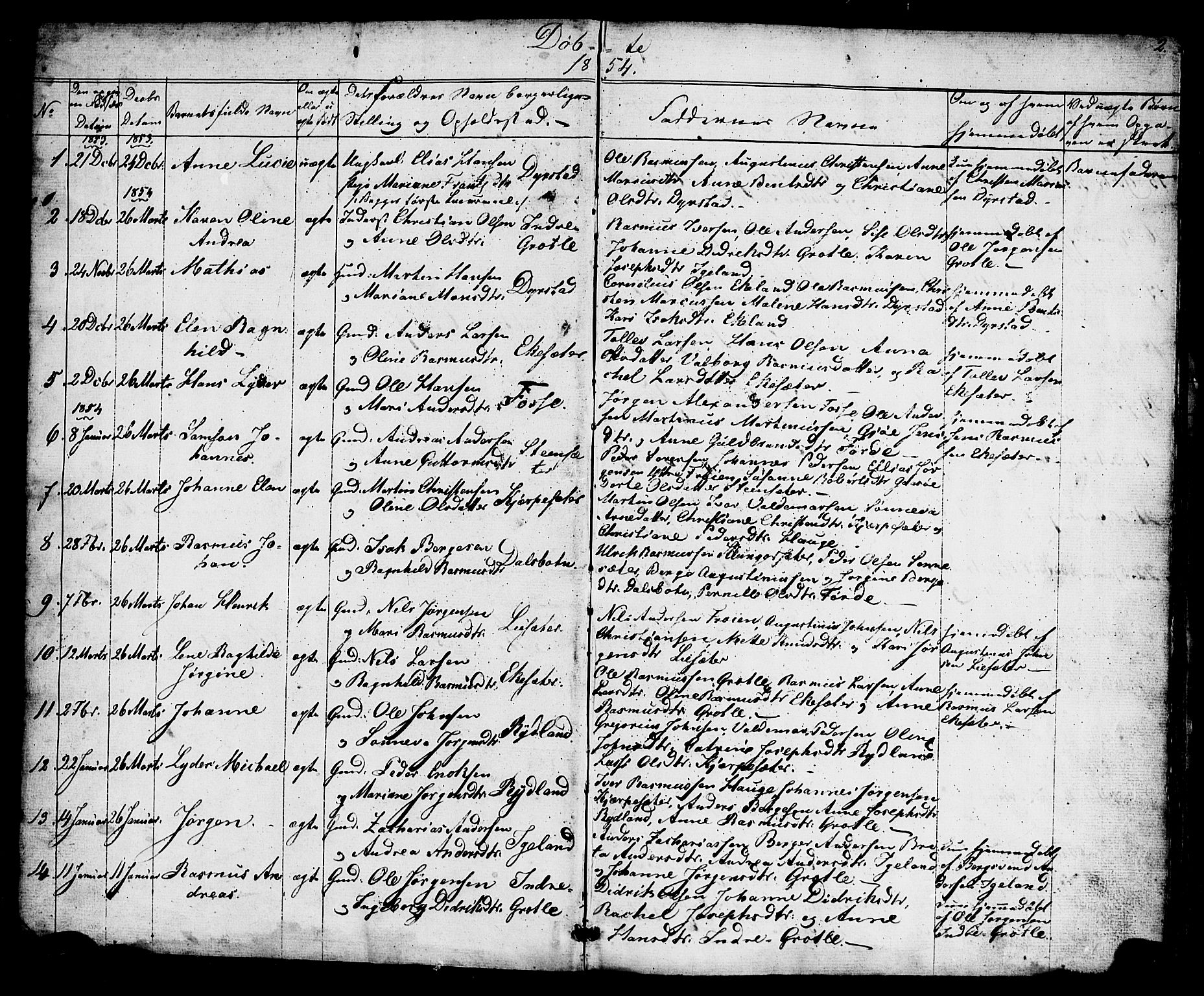 Bremanger sokneprestembete, AV/SAB-A-82201/H/Hab/Haba/L0001: Parish register (copy) no. A 1, 1853-1865, p. 2