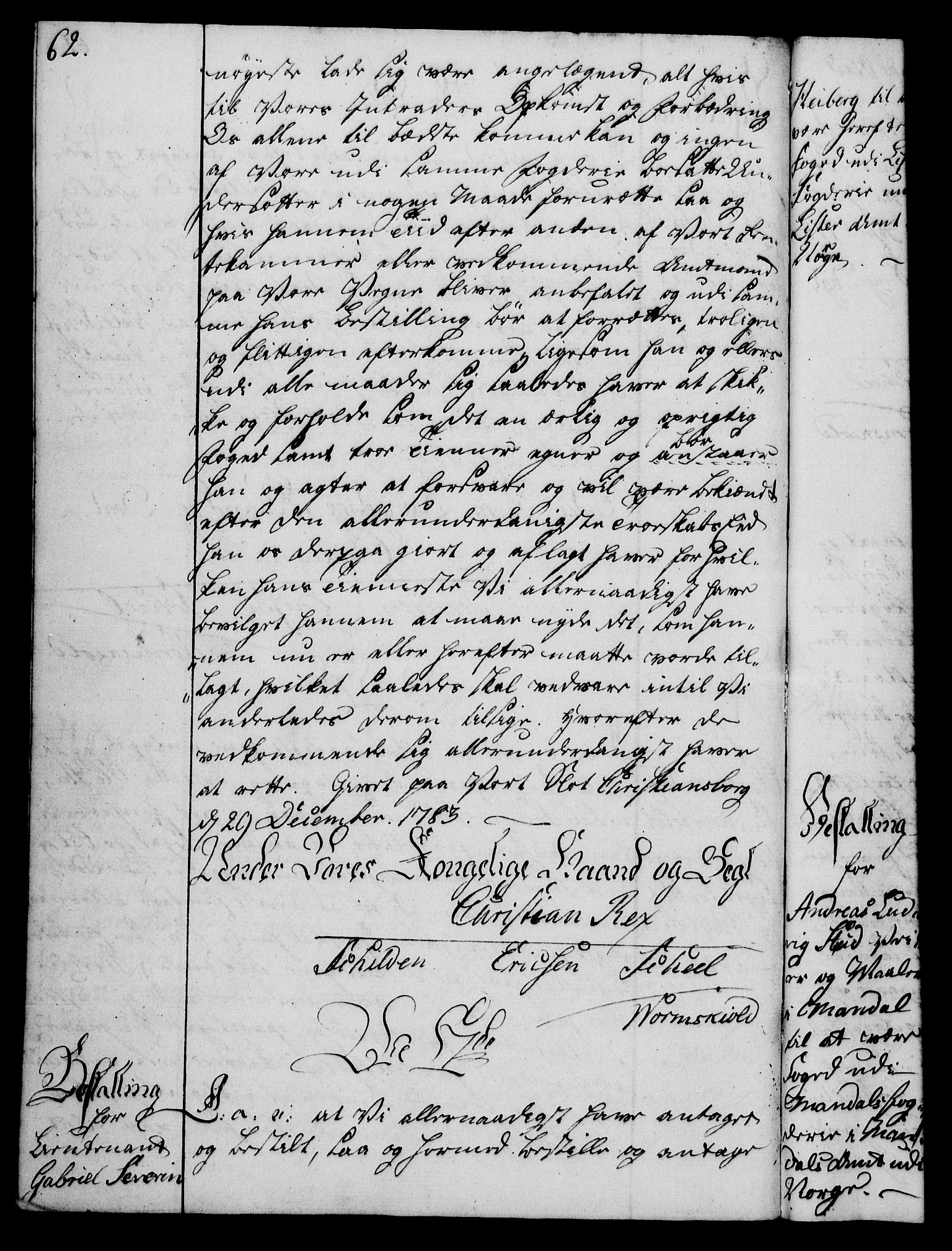 Rentekammeret, Kammerkanselliet, AV/RA-EA-3111/G/Gg/Gge/L0006: Norsk bestallingsprotokoll med register (merket RK 53.30), 1773-1814, p. 62
