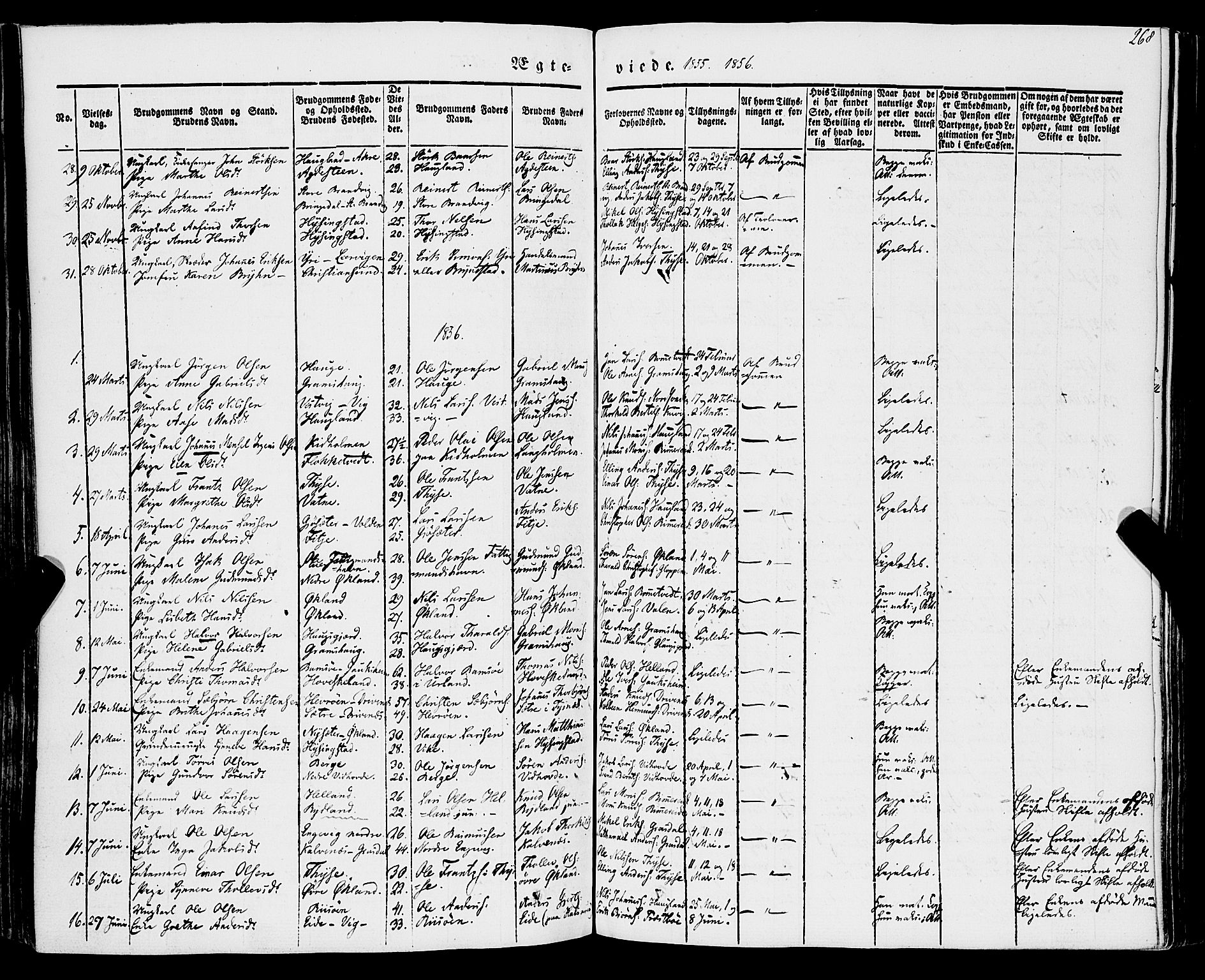 Stord sokneprestembete, SAB/A-78201/H/Haa: Parish register (official) no. A 7, 1841-1861, p. 268