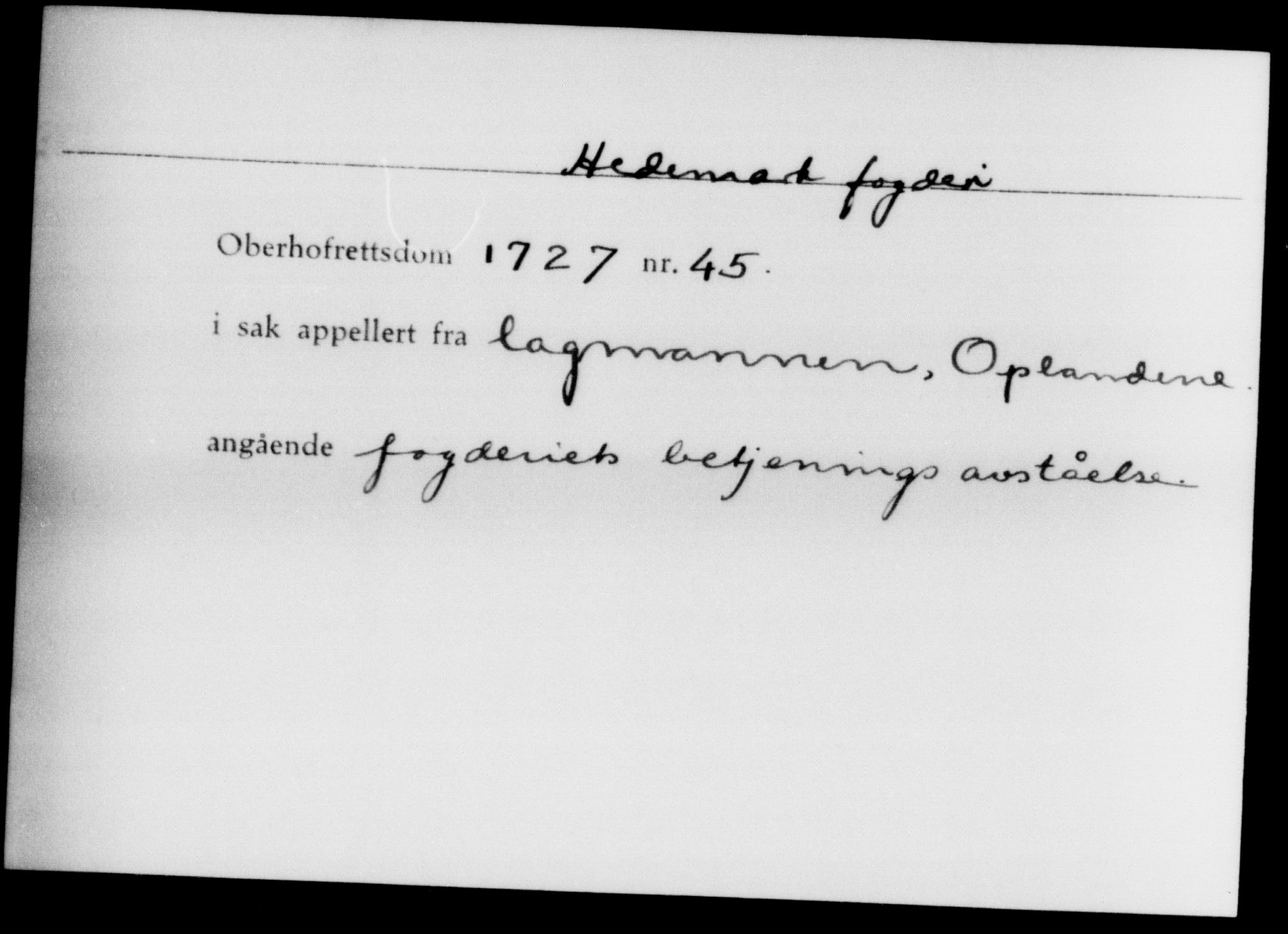 Overhoffretten 1667-1797, AV/RA-EA-2884, 1705
