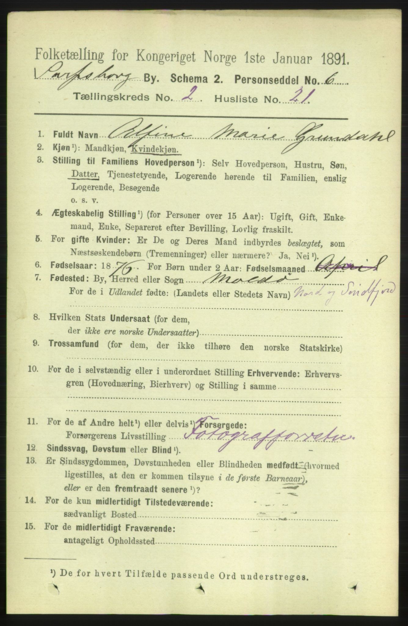 RA, 1891 census for 0102 Sarpsborg, 1891, p. 1465