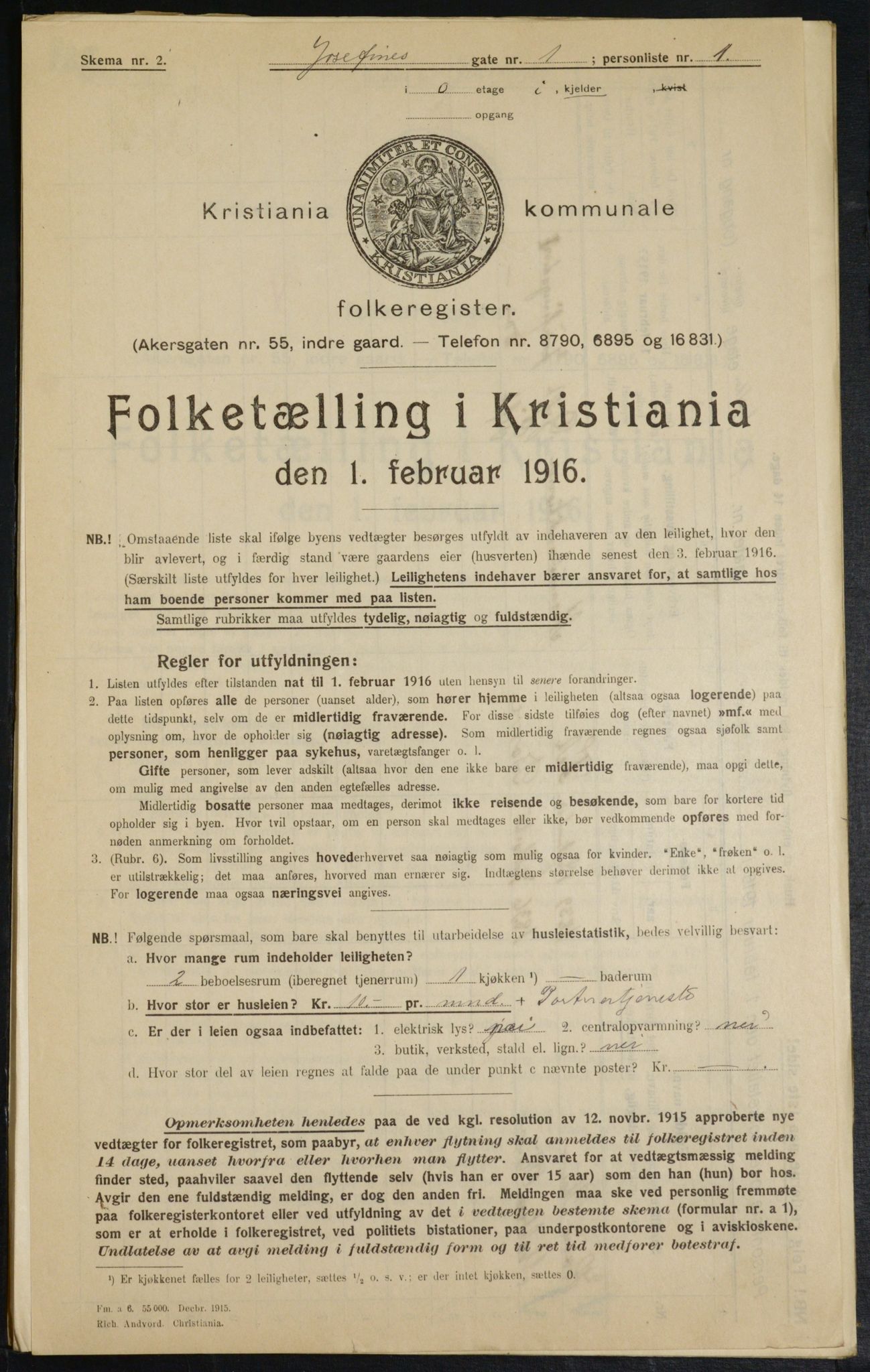 OBA, Municipal Census 1916 for Kristiania, 1916, p. 48426