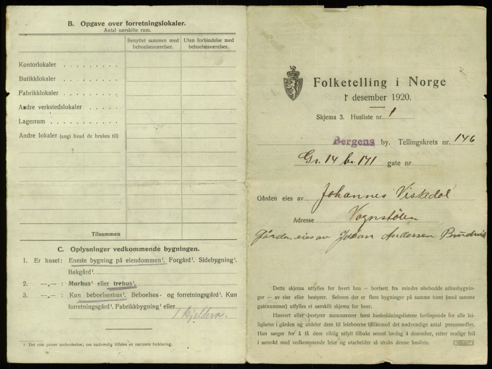 SAB, 1920 census for Bergen, 1920, p. 13721