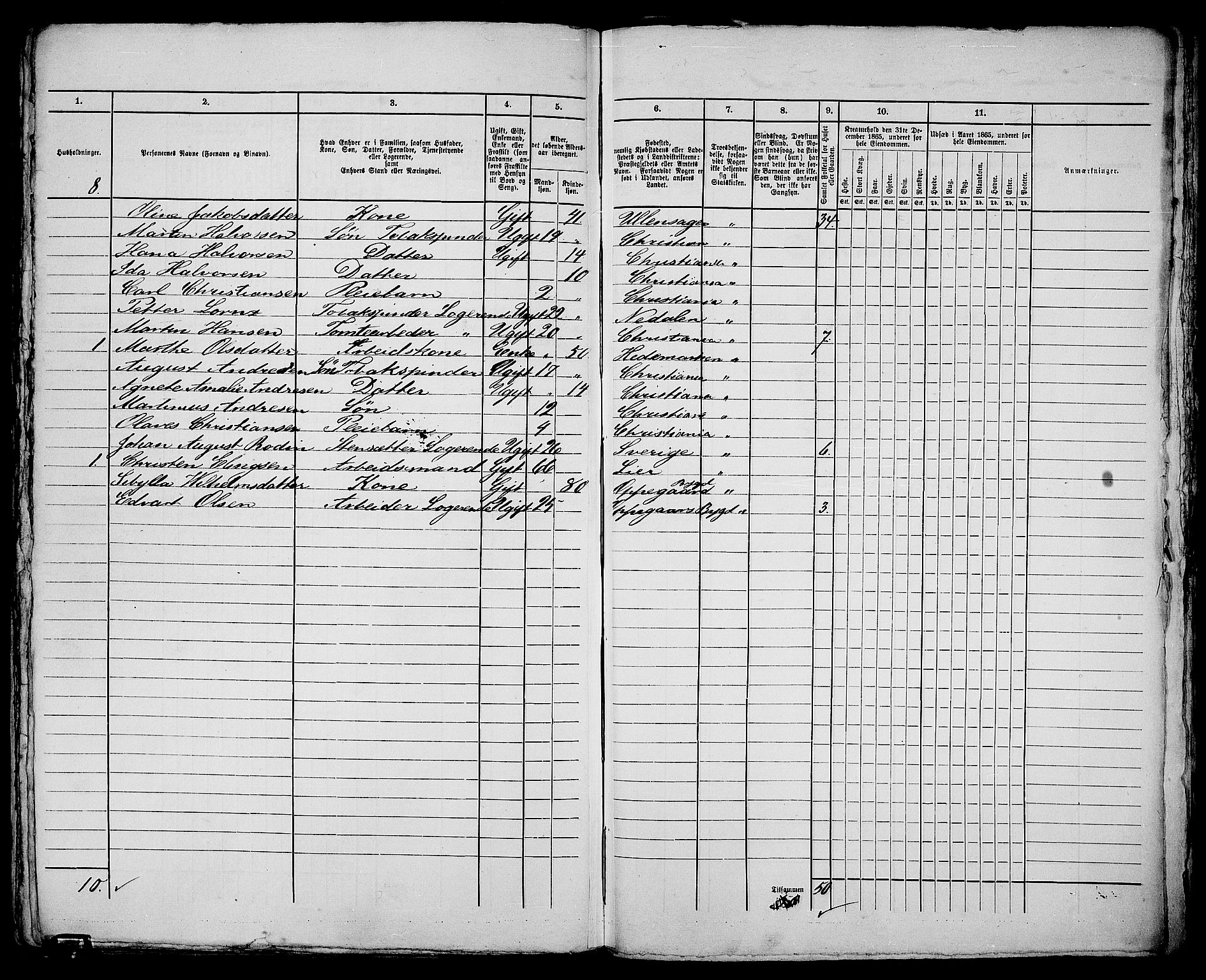 RA, 1865 census for Kristiania, 1865, p. 3587