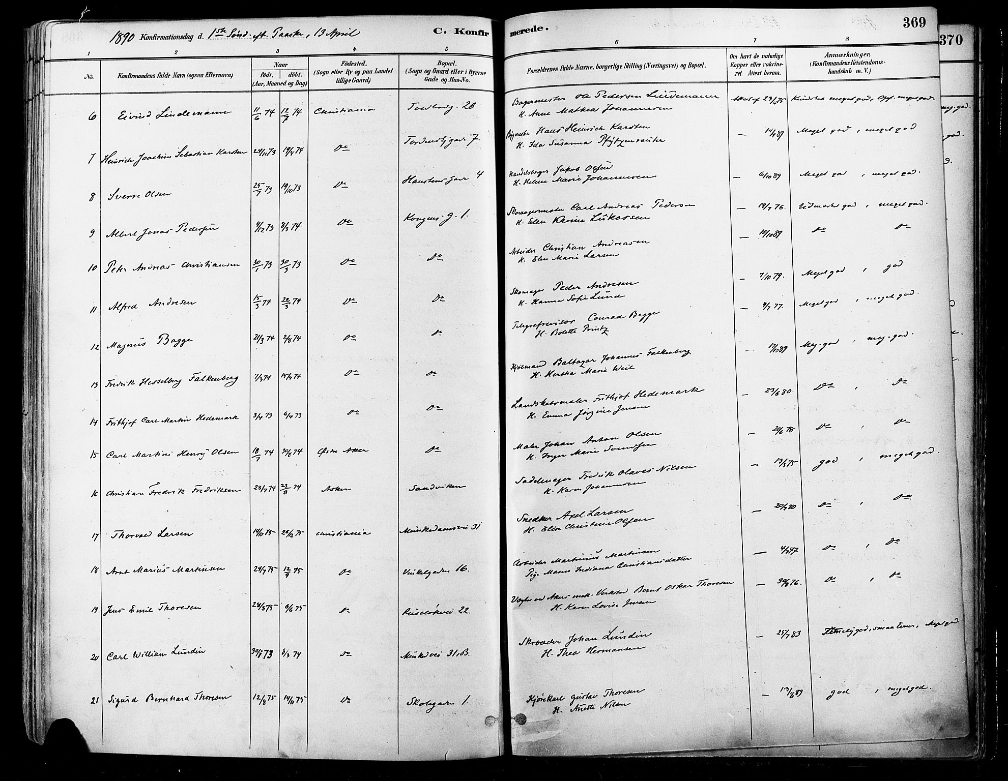 Johannes prestekontor Kirkebøker, SAO/A-10852/F/Fa/L0003: Parish register (official) no. 3, 1882-1896, p. 369