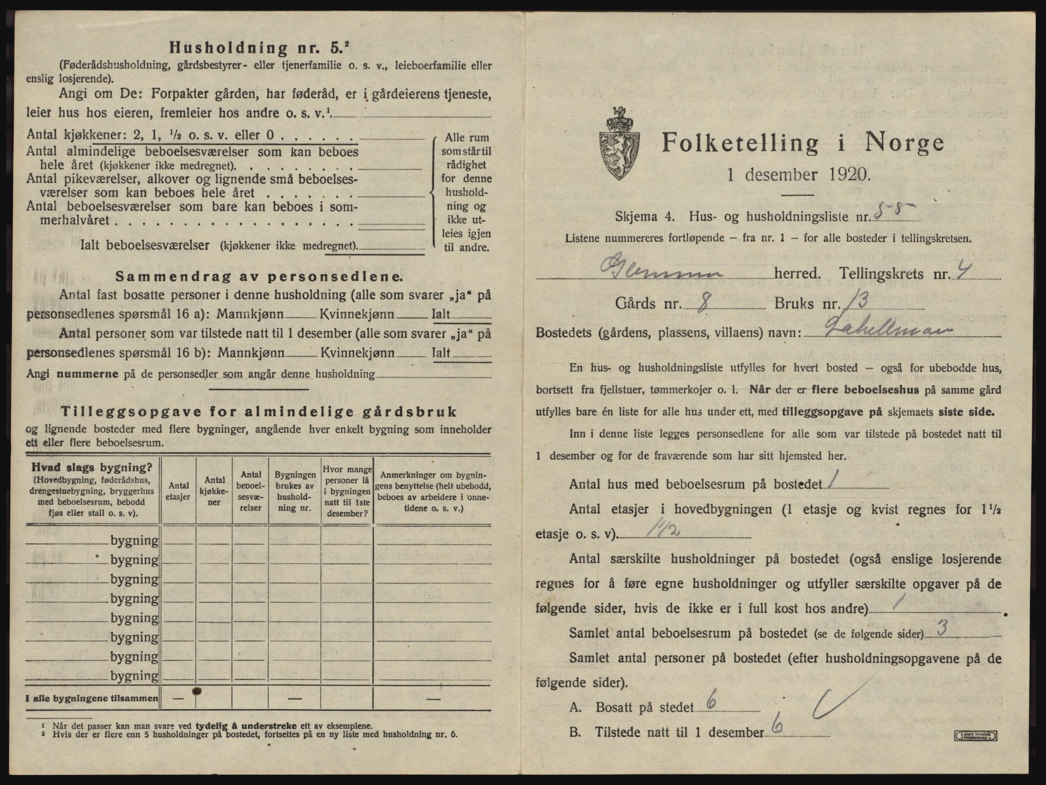 SAO, 1920 census for Glemmen, 1920, p. 737