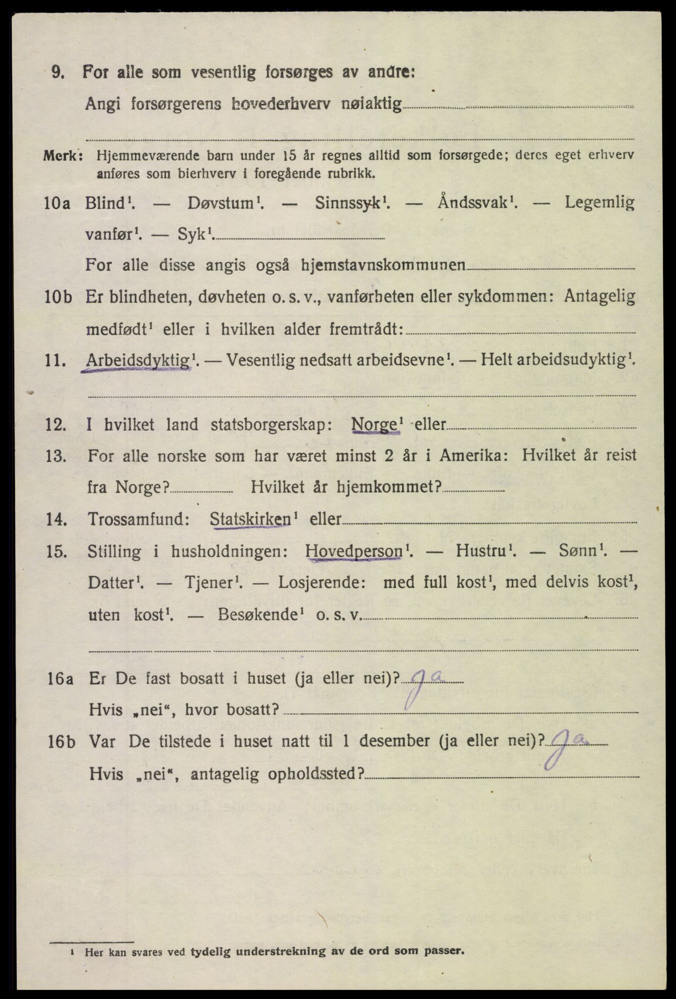 SAK, 1920 census for Vegårshei, 1920, p. 1781