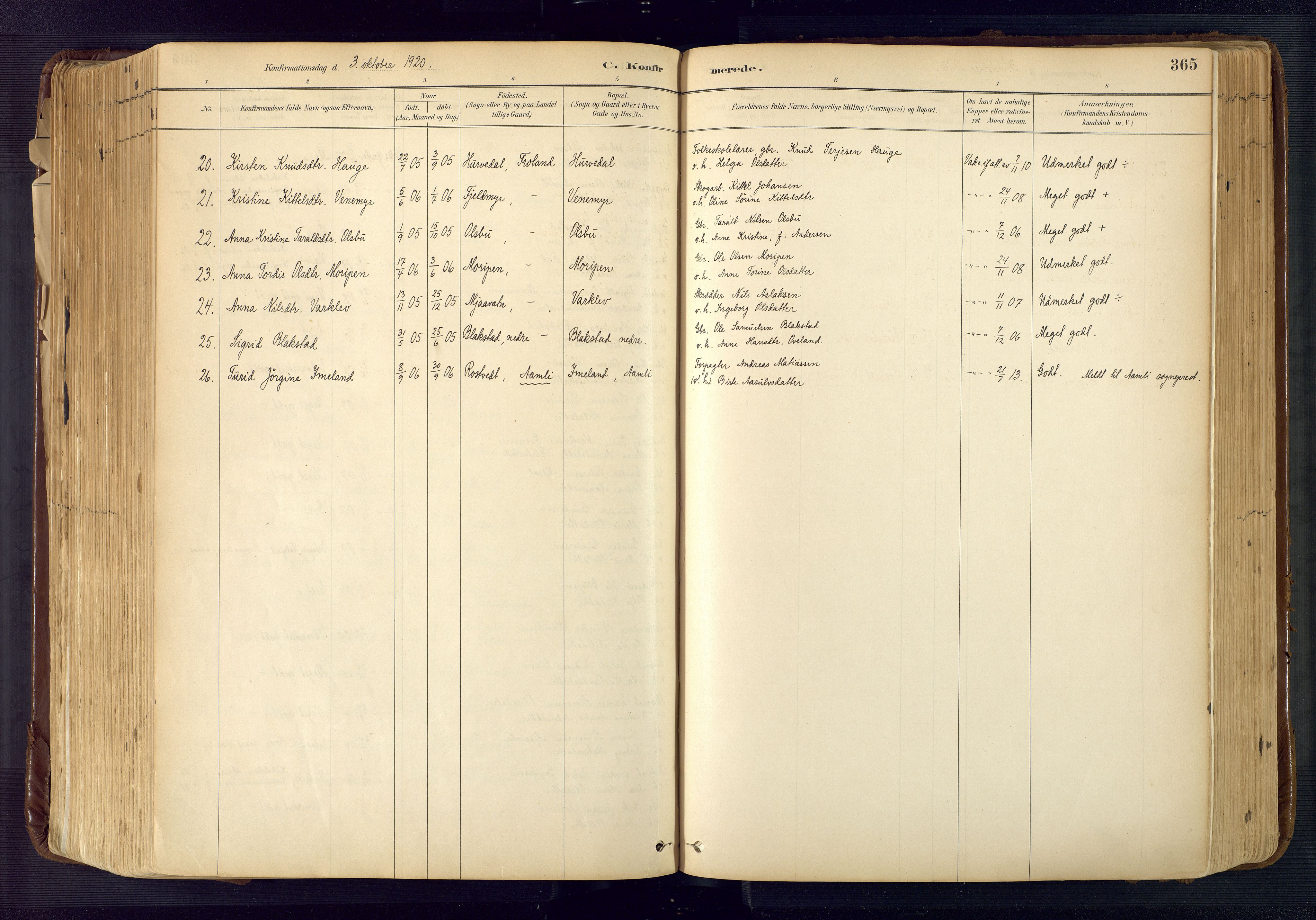Froland sokneprestkontor, SAK/1111-0013/F/Fa/L0005: Parish register (official) no. A 5, 1882-1921, p. 365