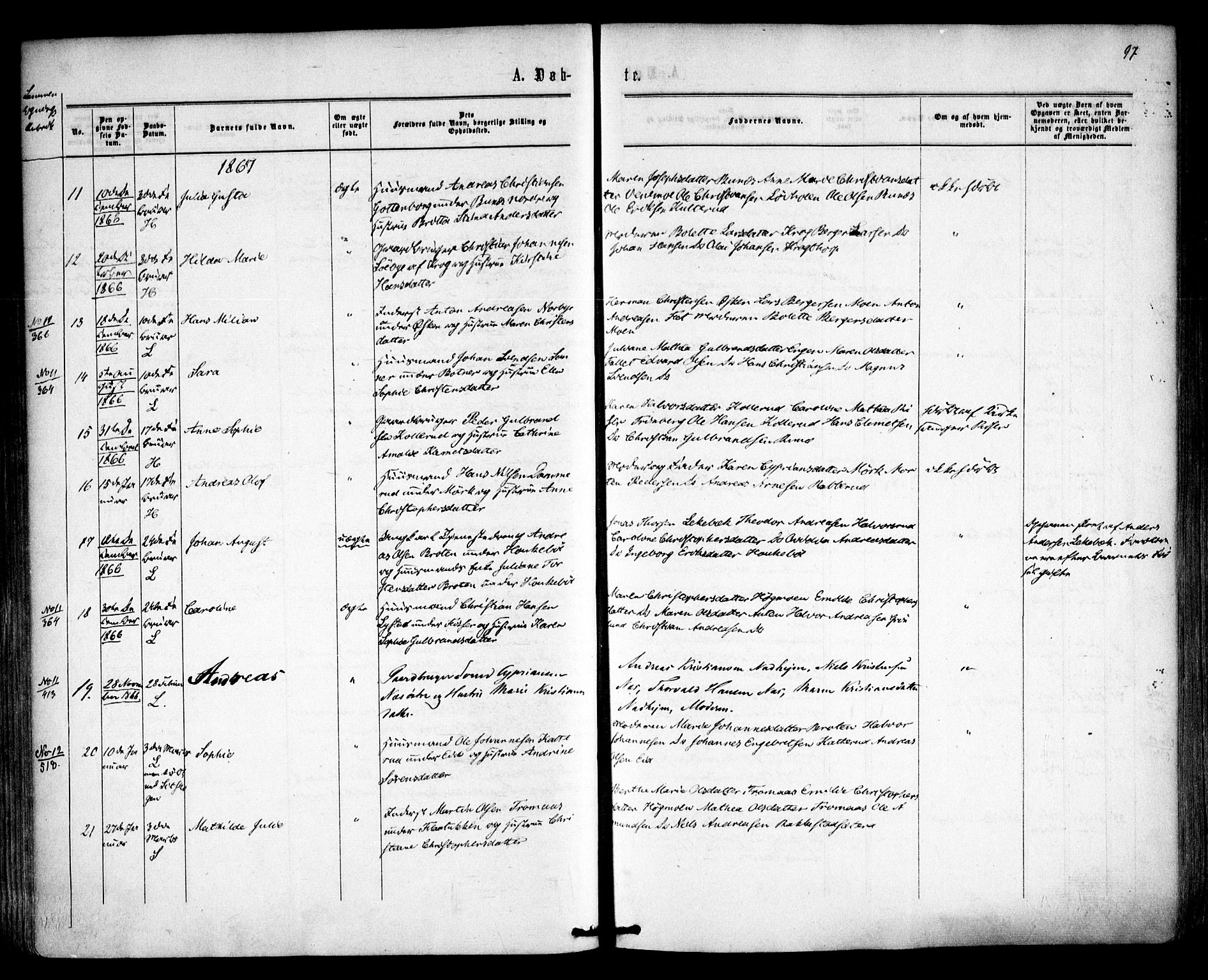 Høland prestekontor Kirkebøker, AV/SAO-A-10346a/F/Fa/L0011: Parish register (official) no. I 11, 1862-1869, p. 97