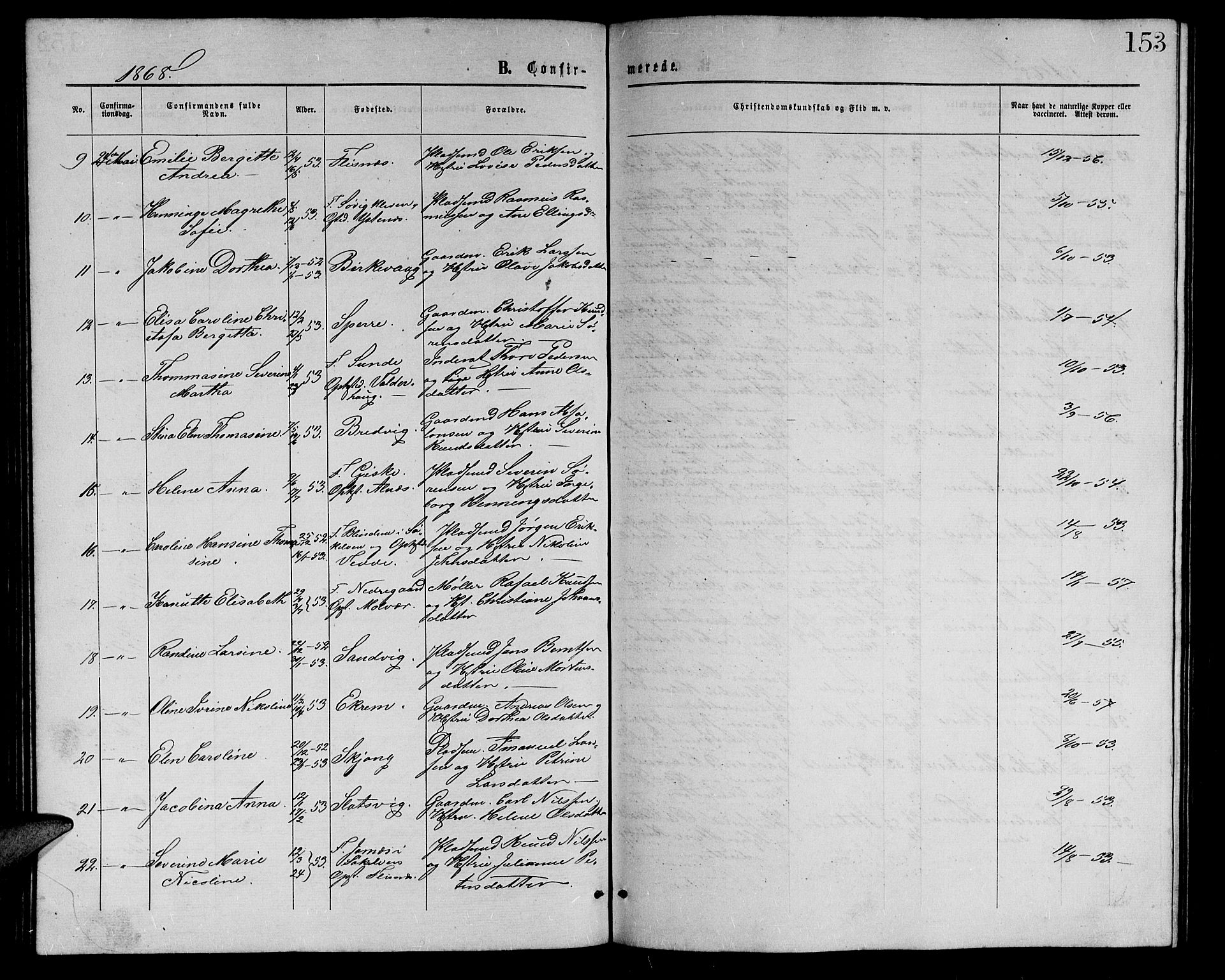 Ministerialprotokoller, klokkerbøker og fødselsregistre - Møre og Romsdal, AV/SAT-A-1454/528/L0428: Parish register (copy) no. 528C09, 1864-1880, p. 153