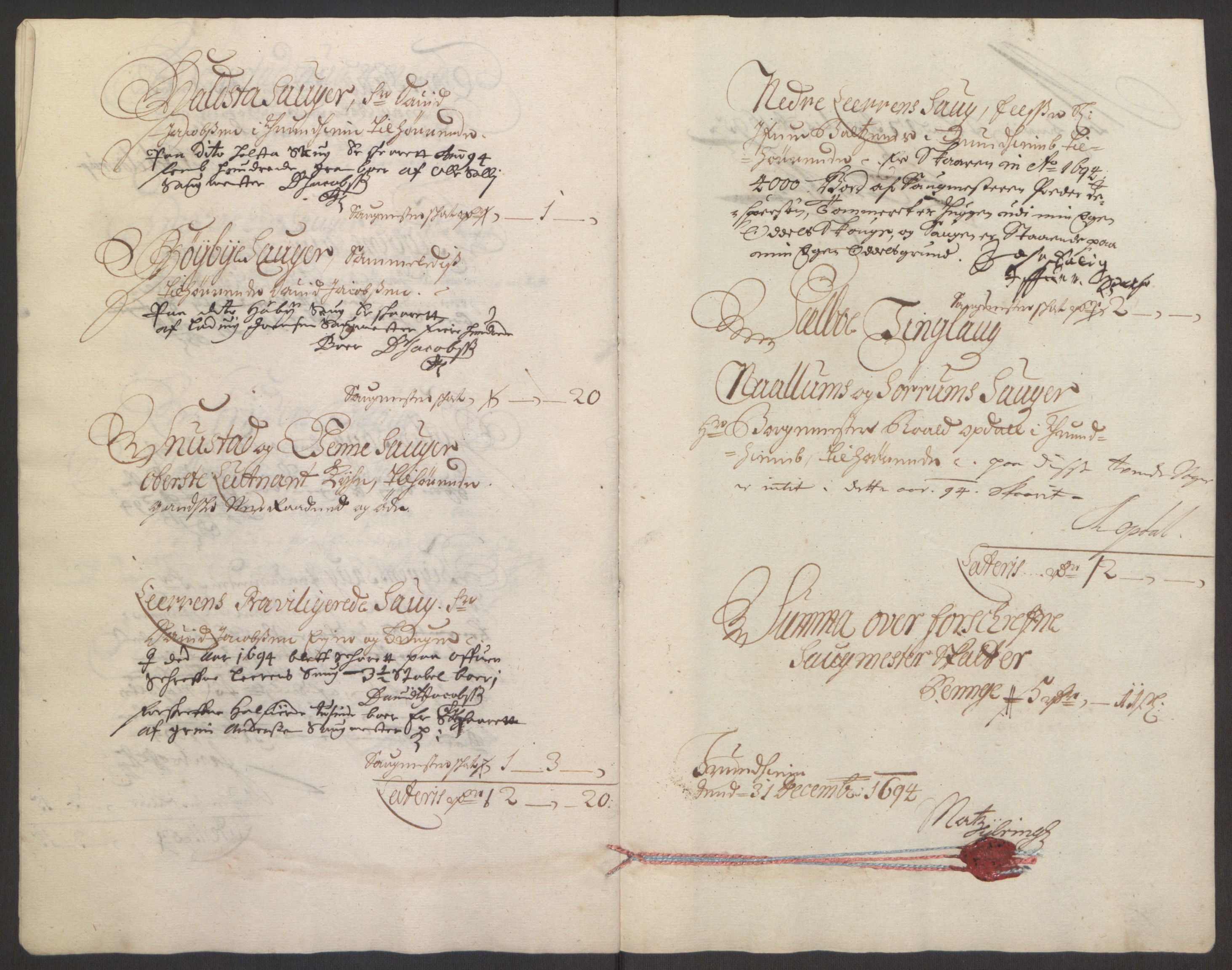 Rentekammeret inntil 1814, Reviderte regnskaper, Fogderegnskap, RA/EA-4092/R61/L4104: Fogderegnskap Strinda og Selbu, 1693-1694, p. 205