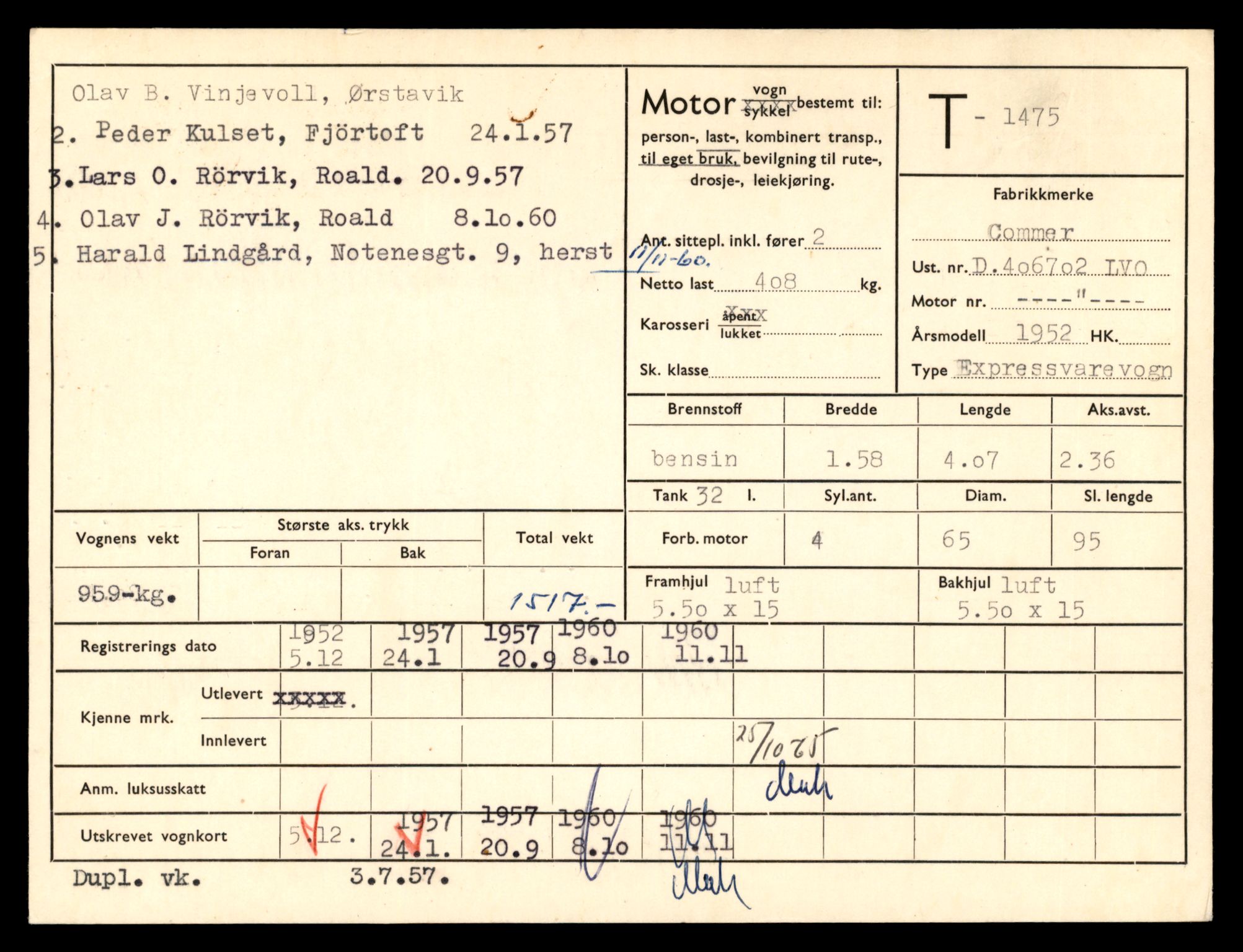 Møre og Romsdal vegkontor - Ålesund trafikkstasjon, AV/SAT-A-4099/F/Fe/L0013: Registreringskort for kjøretøy T 1451 - T 1564, 1927-1998, p. 429