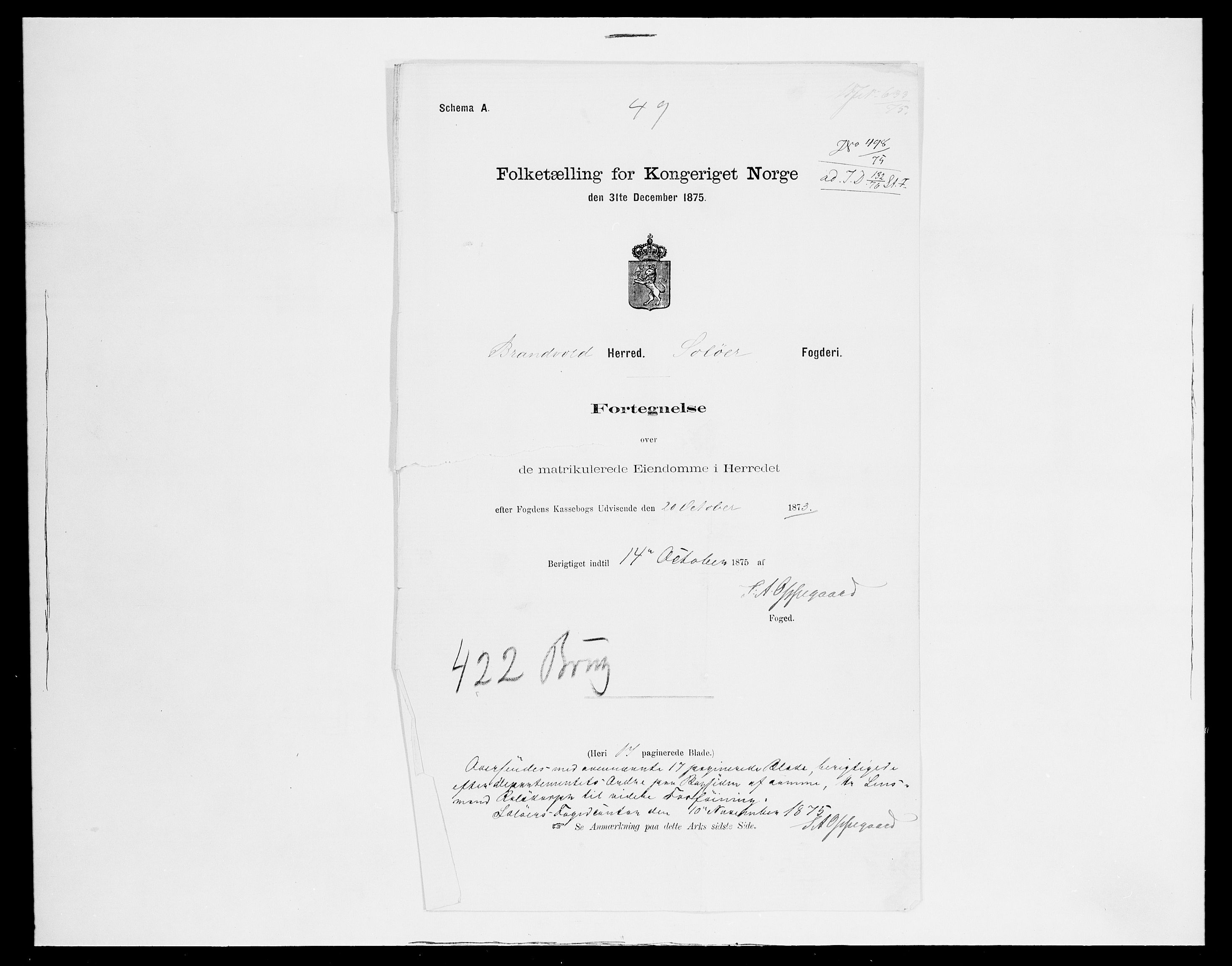 SAH, 1875 census for 0422P Brandval, 1875, p. 39