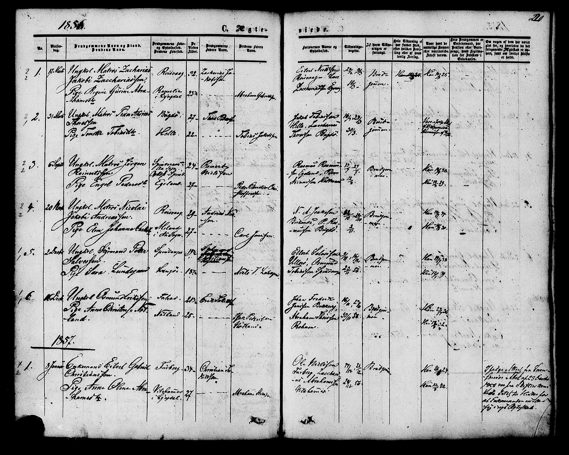 Herad sokneprestkontor, AV/SAK-1111-0018/F/Fa/Fab/L0004: Parish register (official) no. A 4, 1853-1885, p. 220