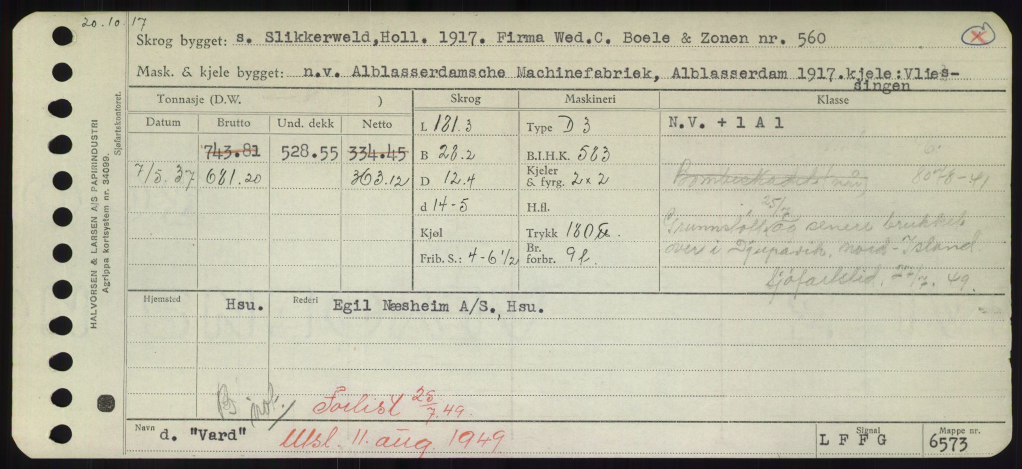 Sjøfartsdirektoratet med forløpere, Skipsmålingen, RA/S-1627/H/Hd/L0040: Fartøy, U-Ve, p. 329