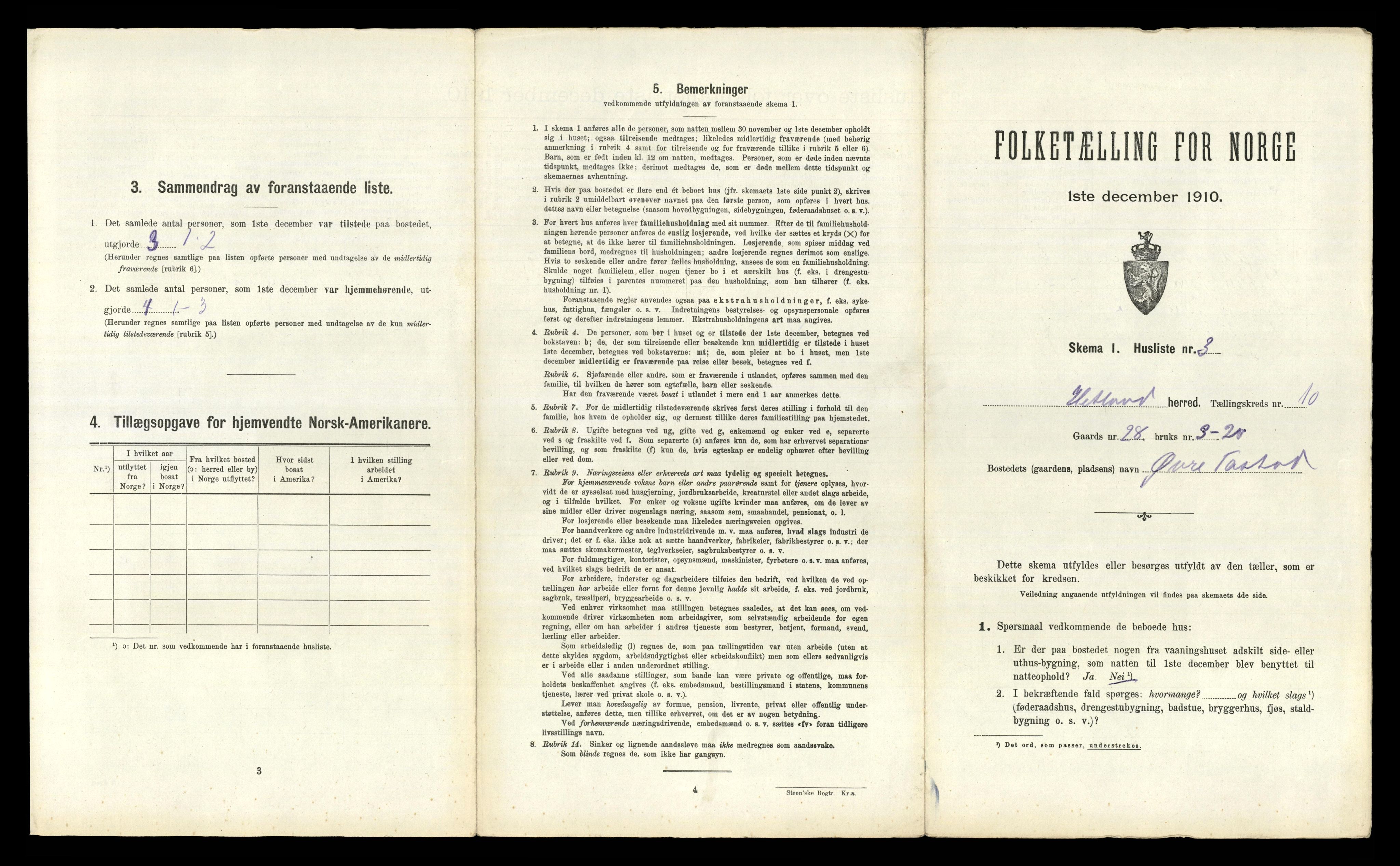 RA, 1910 census for Hetland, 1910, p. 1633