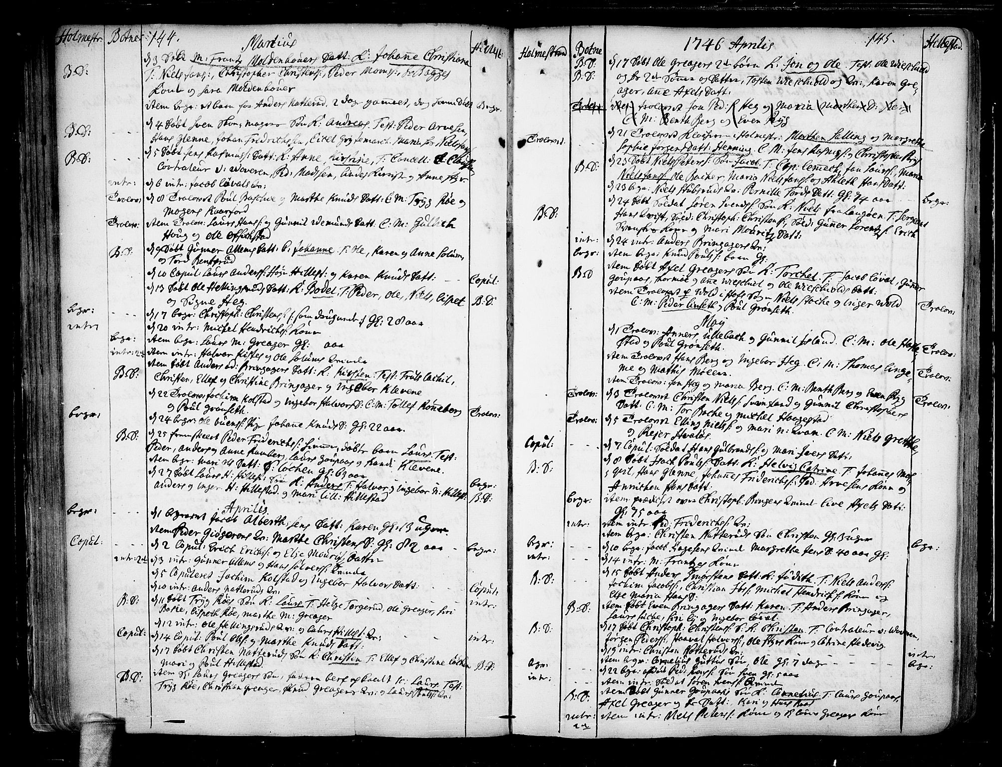 Botne kirkebøker, AV/SAKO-A-340/F/Fa/L0001a: Parish register (official) no. I 1A, 1707-1778, p. 144-145