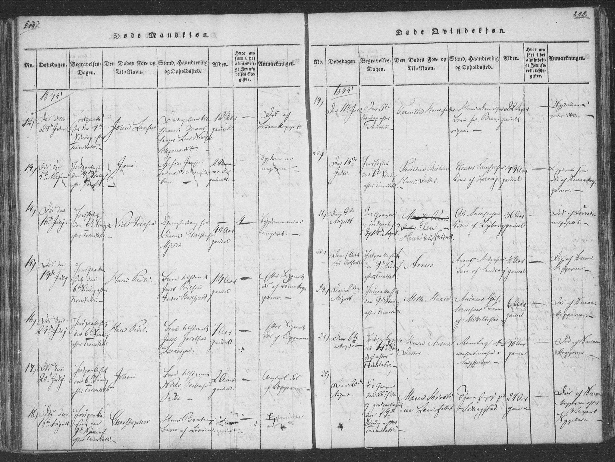 Ministerialprotokoller, klokkerbøker og fødselsregistre - Nordland, AV/SAT-A-1459/855/L0798: Parish register (official) no. 855A06, 1821-1835, p. 244-245