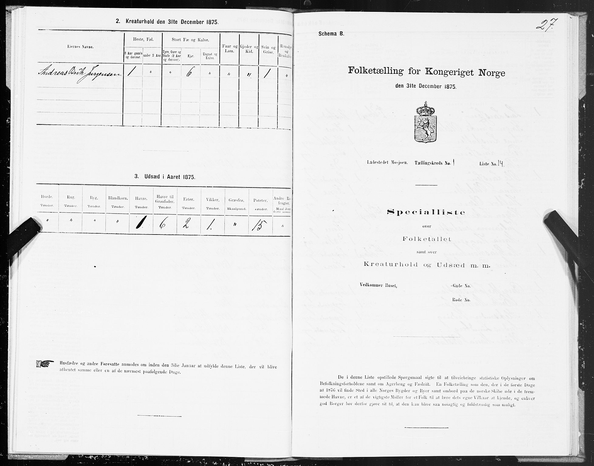 SAT, 1875 census for 1802B Vefsn/Mosjøen, 1875, p. 27