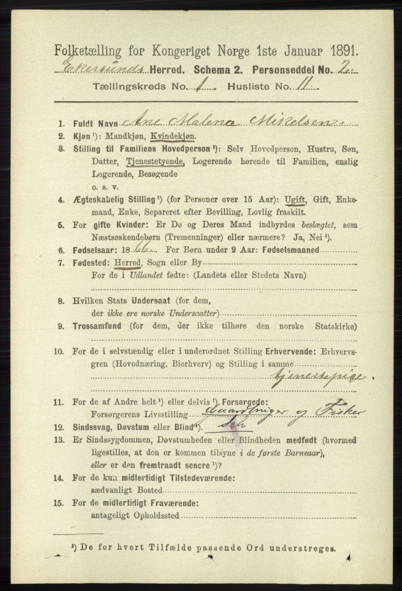 RA, 1891 census for 1116 Eigersund herred, 1891, p. 143